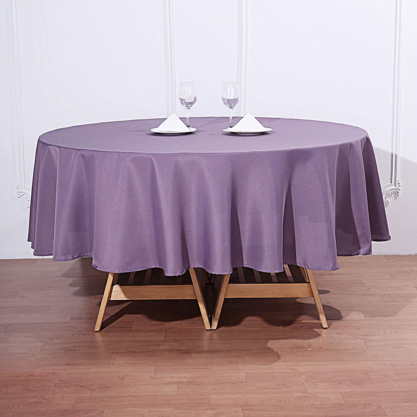 90 Inch Round Amethyst Polyester Tablecloth - Elegant Party & Wedding Table Cover for Banquet, Holiday Dinner, and Special Events