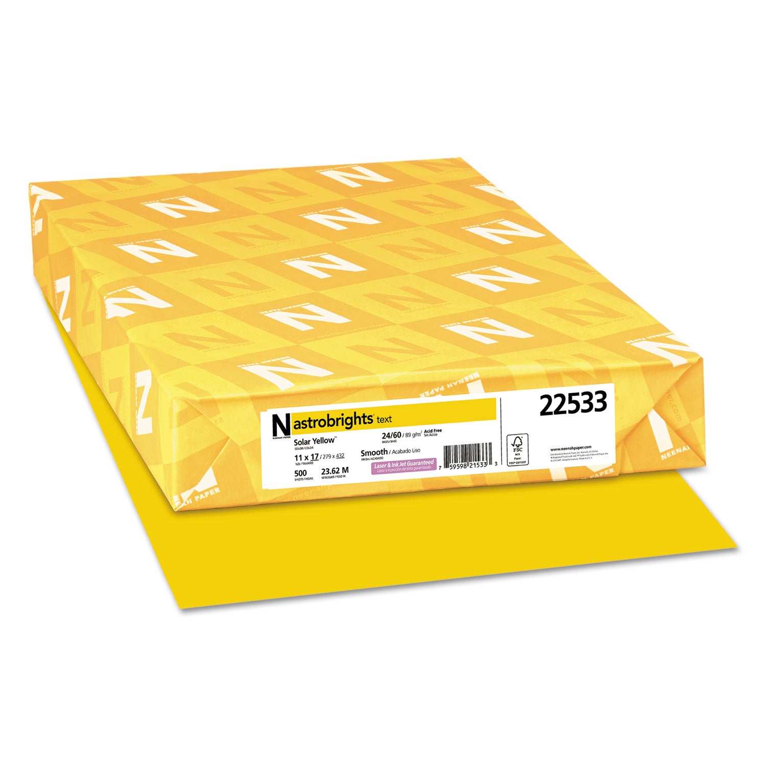 Astrobrights® Solar Yellow 24 lb Bond Weight Color Paper - 11 x 17 Inches, 500 Sheets per Ream for Office, School & Craft Projects