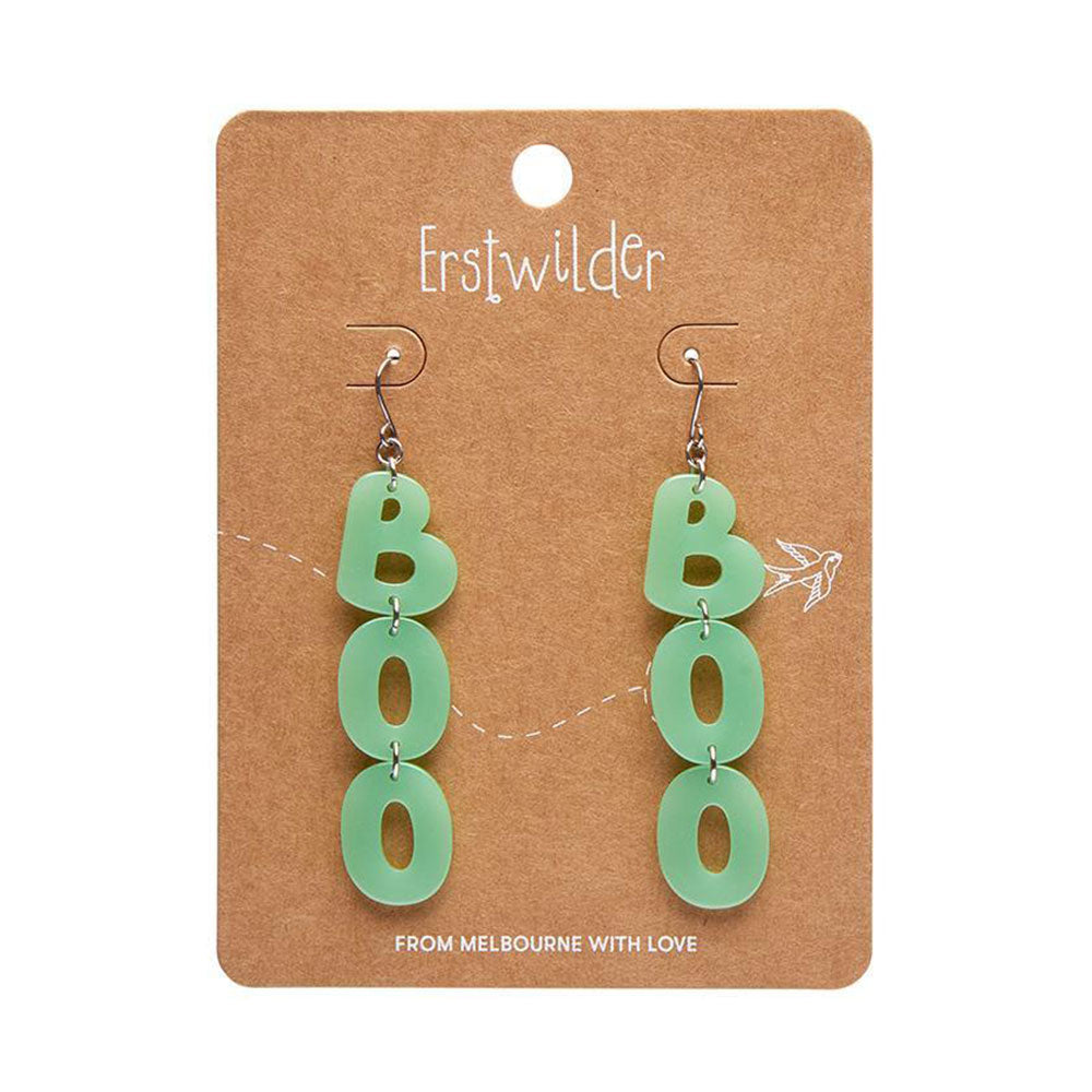 Glow in the Dark Boo Drop Earrings - Halloween Ghost Jewelry by Erstwilder | Perfect for Spooky Parties, Costume Accessories & Unique Gifts