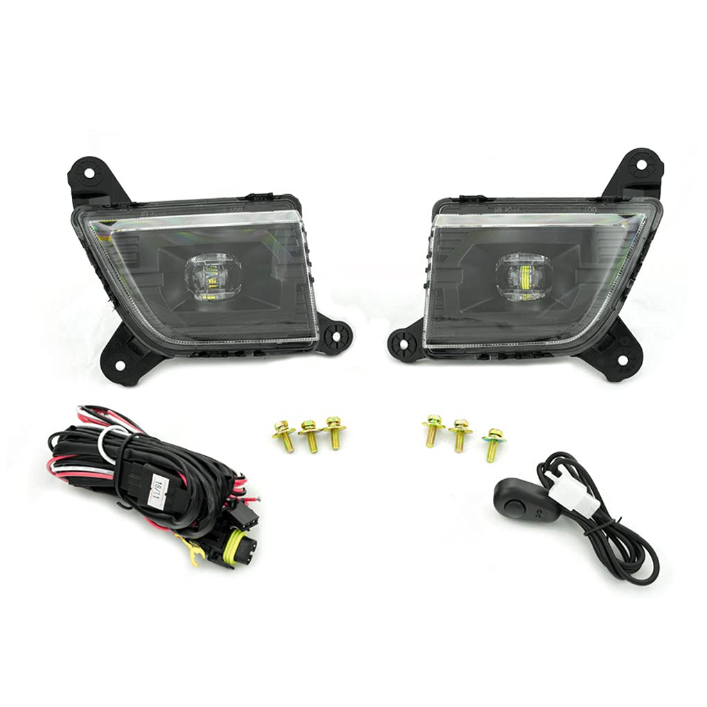 Smoked LED Fog Light Assembly for Chevy Silverado 2019-2023 1500/2500/3500 Models - DOT/SAE Compliant Black Housing Pair - Perfect for Night Driving & Off-Road Adventures