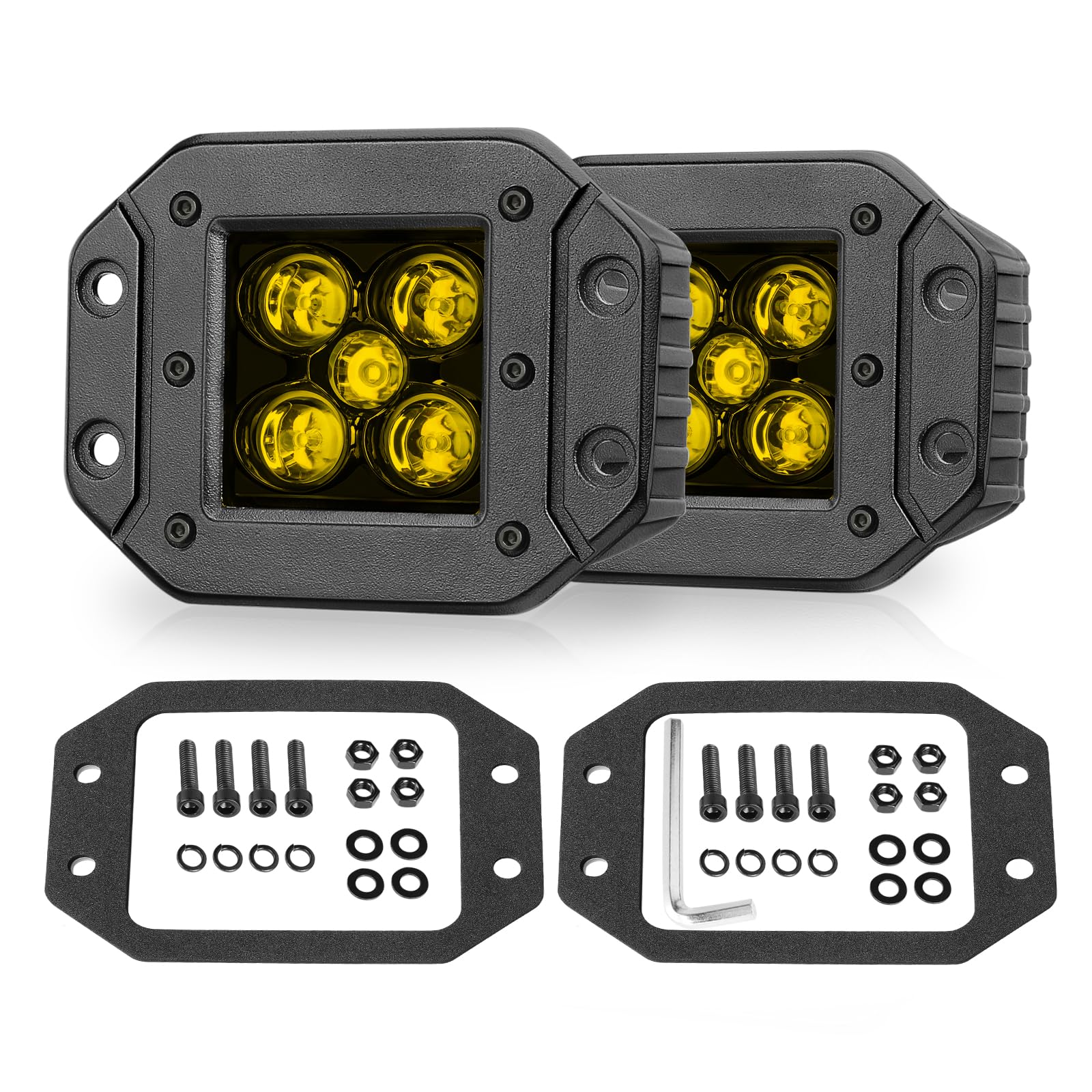 Niwaker 100W CREE LED Pods Amber - 2Pcs 5