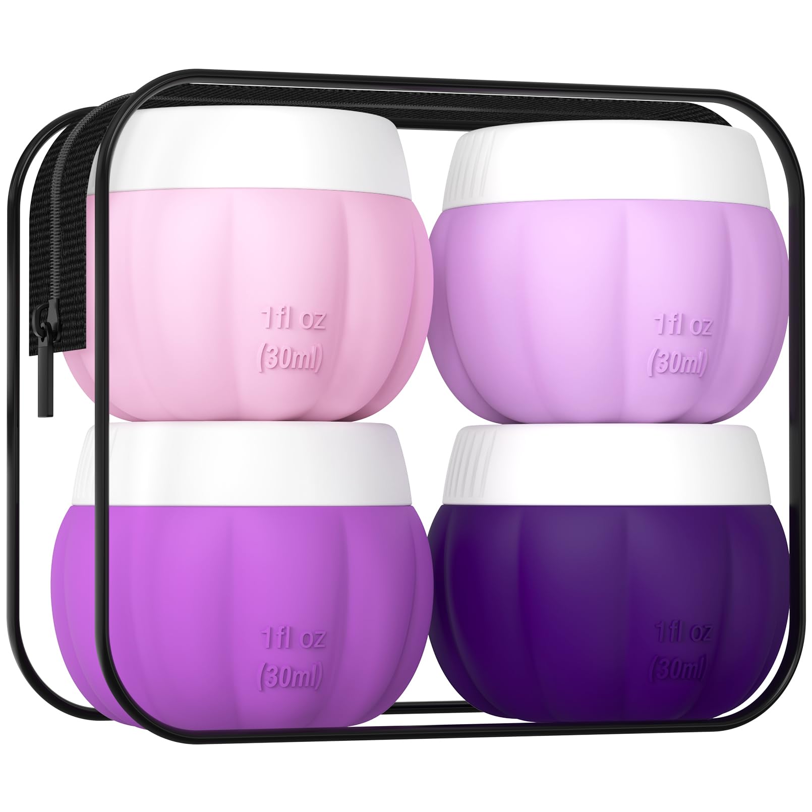 TSA Approved 1oz Leak Proof Silicone Travel Containers for Toiletries - Mini Travel Bottles with Lids for Creams & Lotions - Perfect for Air Travel, Gym Bag & Vacation Essentials
