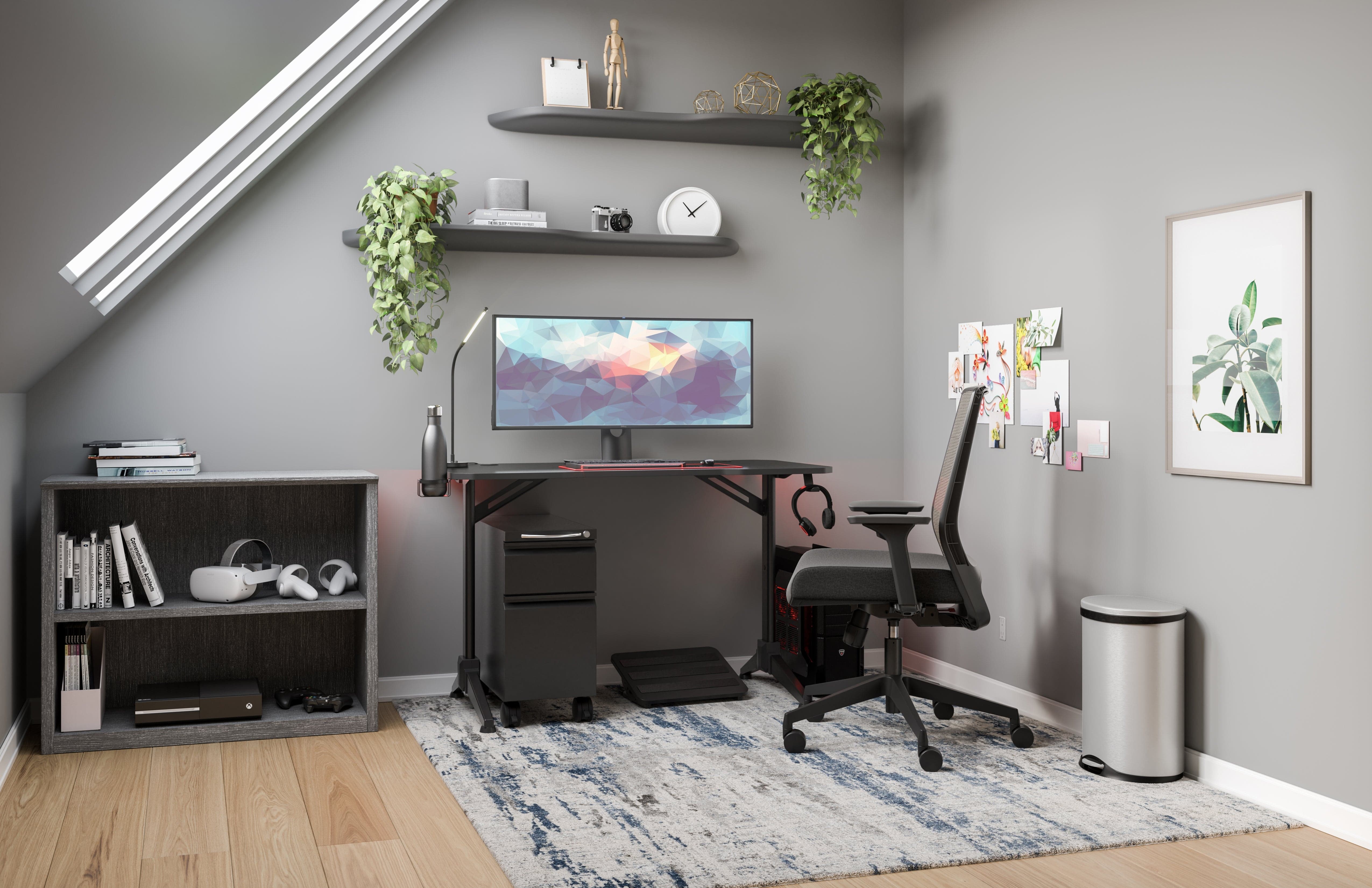 Safco Ultimate Computer Gaming Desk 5393 - Ergonomic Home Office Desk for PC & Console Gamers - Perfect for Streaming, Work & Study - Durable & Spacious Gaming Setup