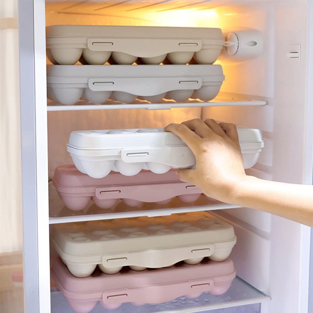TGOPIT 18-Grid BPA-Free Plastic Egg Holder for Refrigerator - Stackable Fridge Organizer with Lid, Space-Saving Egg Storage Container (Pink) - Perfect for Kitchen Organization, Breakfast Meal Prep & Refrigerator Storage Solutions