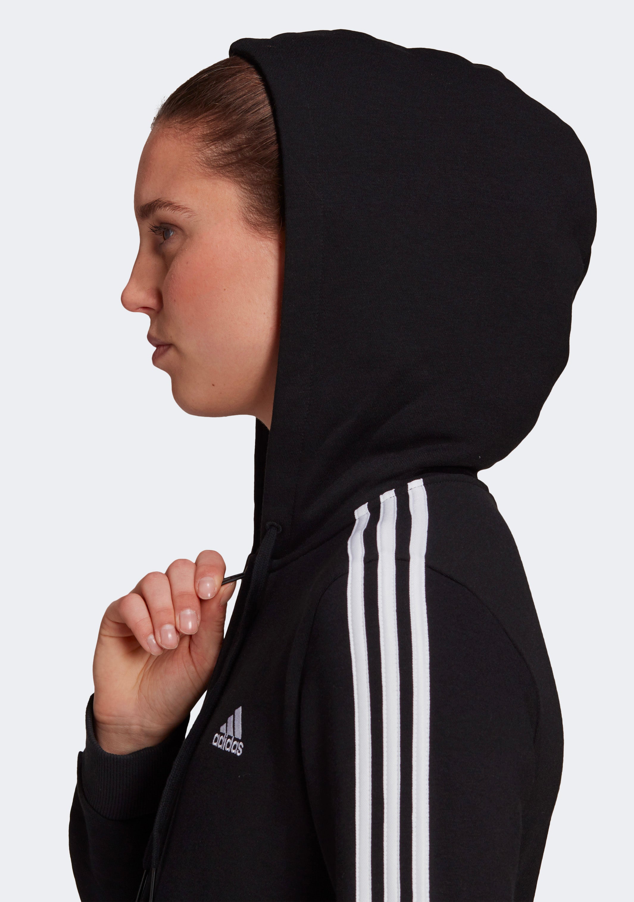 Adidas Women's Fleece 3 Stripes Full Zip Hoodie | Warm Winter Pullover Jacket with Front Pockets for Running, Gym & Casual Wear
