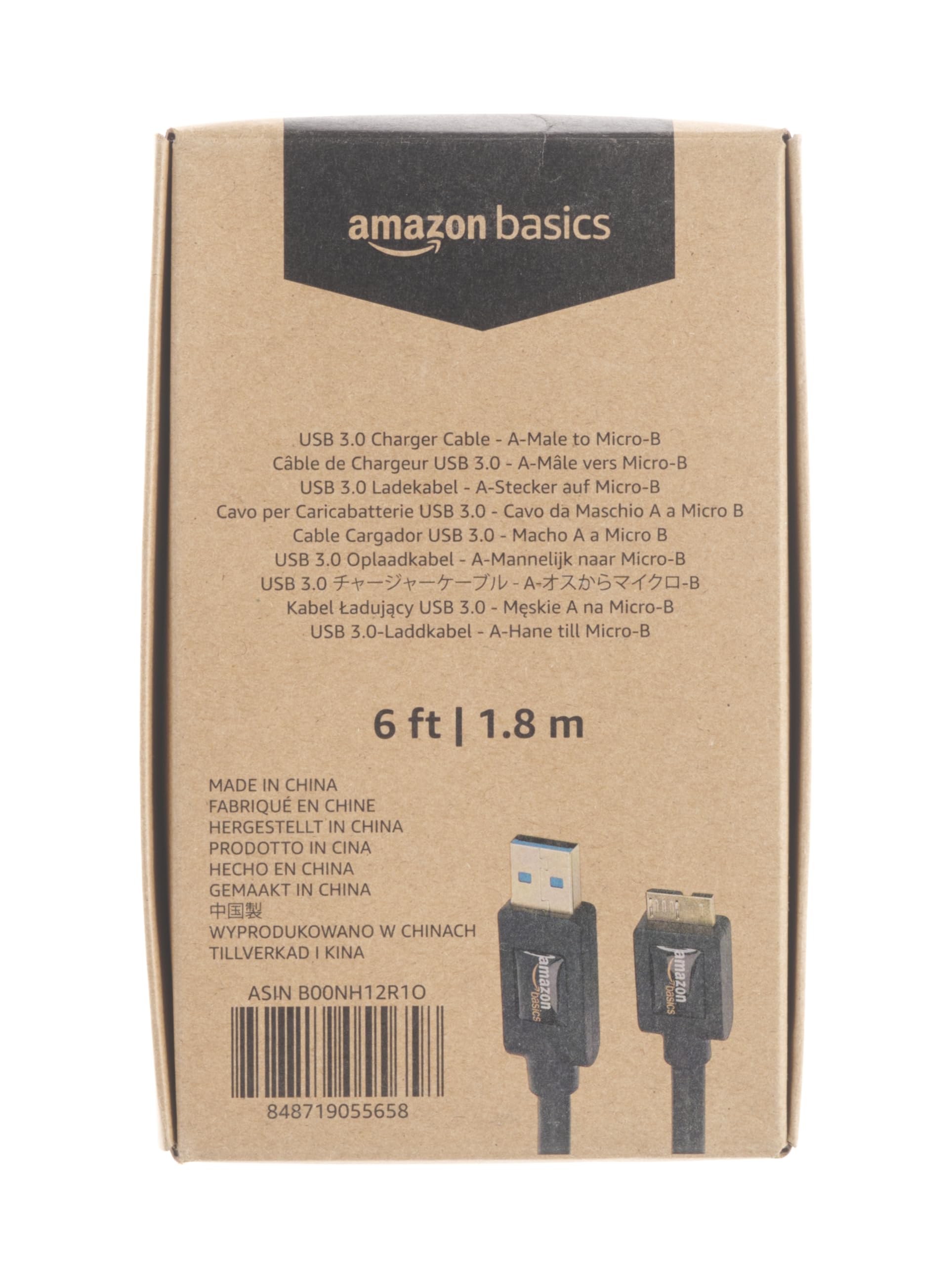 Amazon Basics USB 3.0 Cable - A Male to Micro B 6ft (1.8m) Fast Charging & Data Sync Cable - Black - Perfect for Smartphones, Tablets, Cameras & External Hard Drives