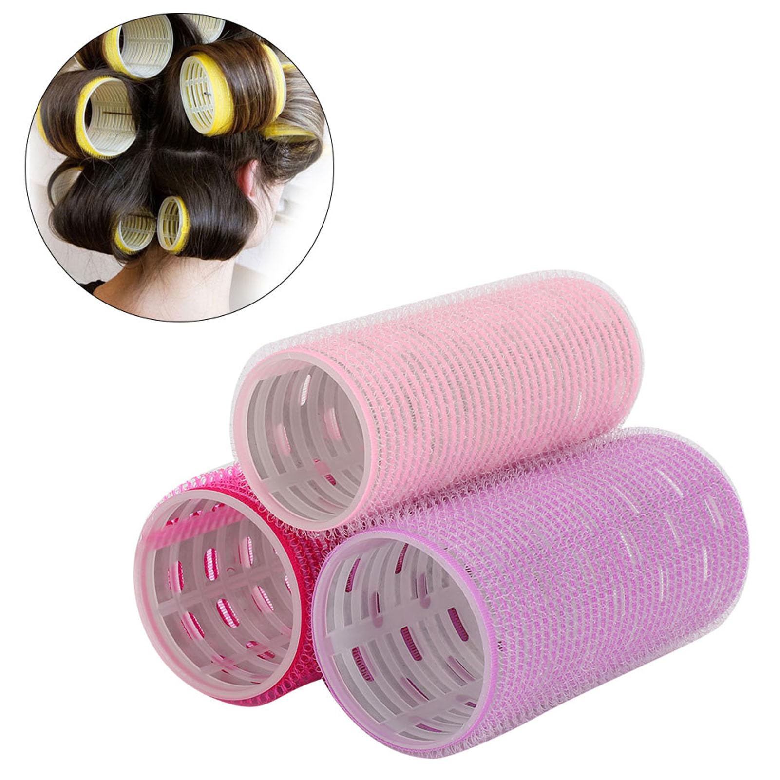 3Pcs Self-Adhesive Hair Rollers for Styling & Curling - Strong Hold Hair Curlers for Women, DIY Salon Quality Hairdressing Tools - Perfect for Home Use, Parties & Professional Styling
