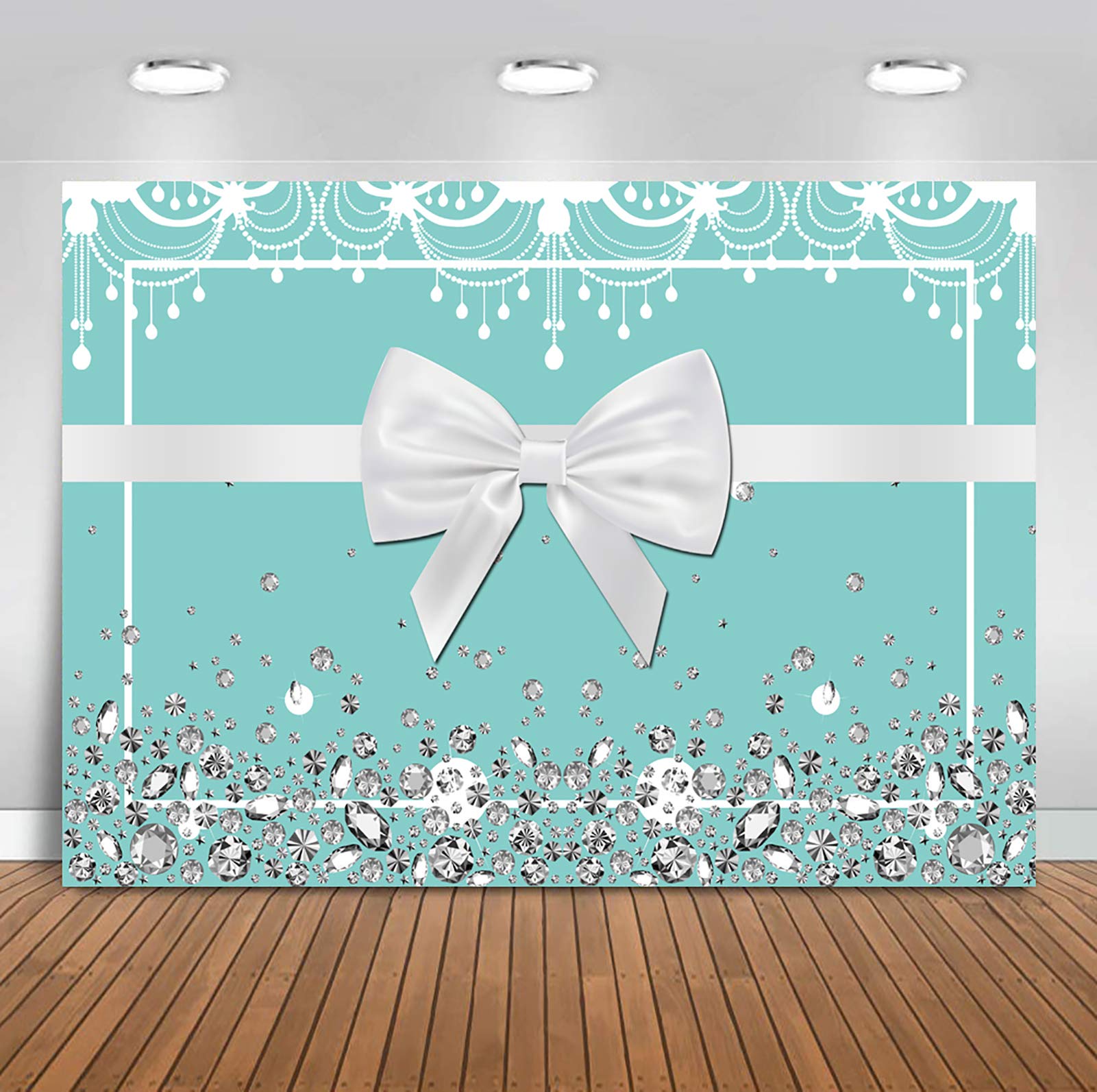 Sensfun 7x5ft Blue Bowknot Backdrop - Elegant Turquoise Ribbon Wedding Backdrop for Bridal Shower, Sweet 16 Birthday, Baby Shower & Party Photo Booth Background | Perfect for Indoor Events, Photography Studio & Social Media Content Creation