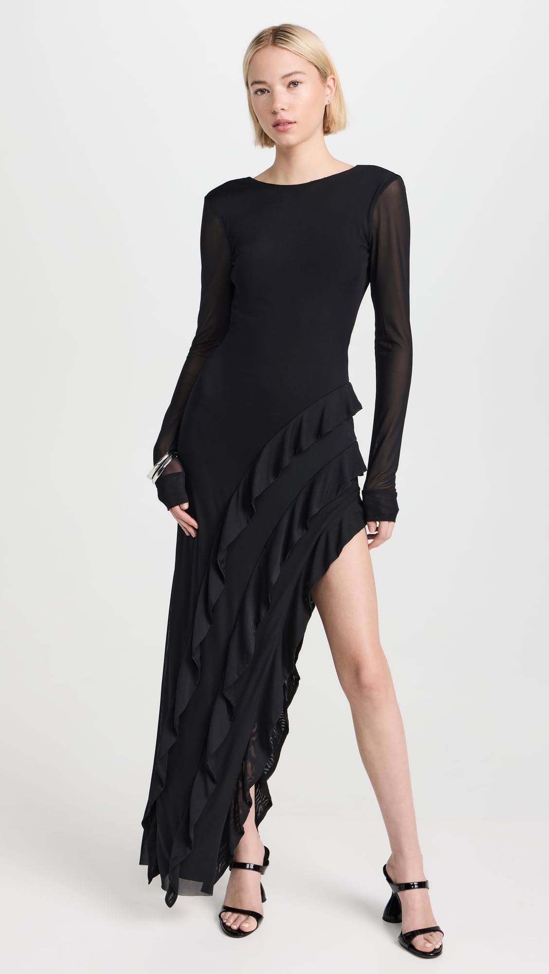AFRM Women's Jacie Ruffle Open Back Maxi Dress - Flowy Summer Beach Dress with Feminine Ruffles for Vacation, Wedding Guest & Date Night Outfits