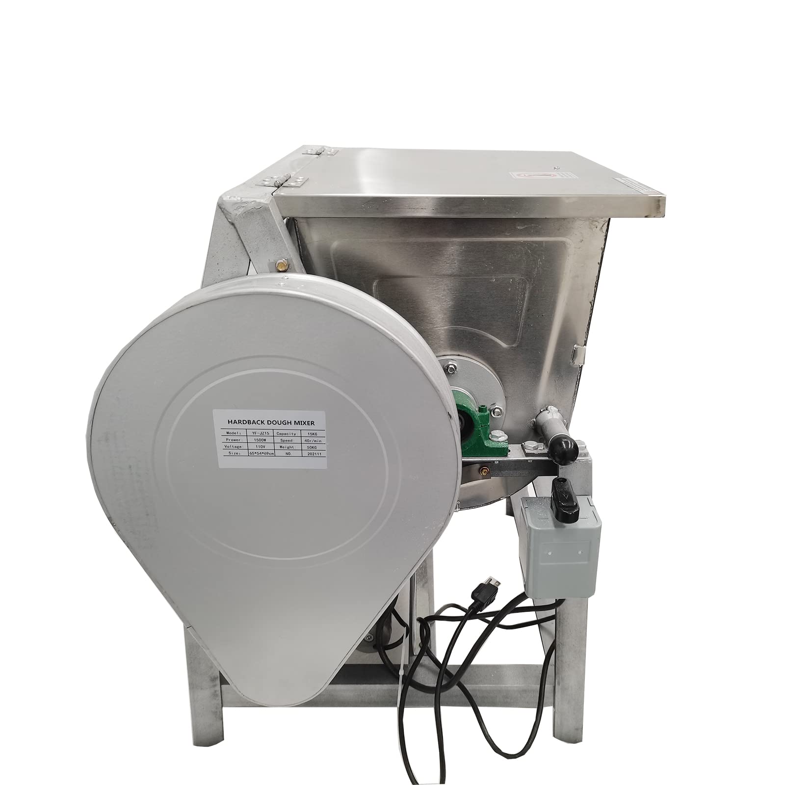 TECHTONGDA 15KG Commercial Electric Dough Mixer - Heavy Duty Stand Mixer with 90° Tilt & 15.5x12x14inch Bowl - Perfect for Pizza Dough, Bread, Pastries - Ideal for Bakeries, Pizzerias, Schools & Restaurants (110V)