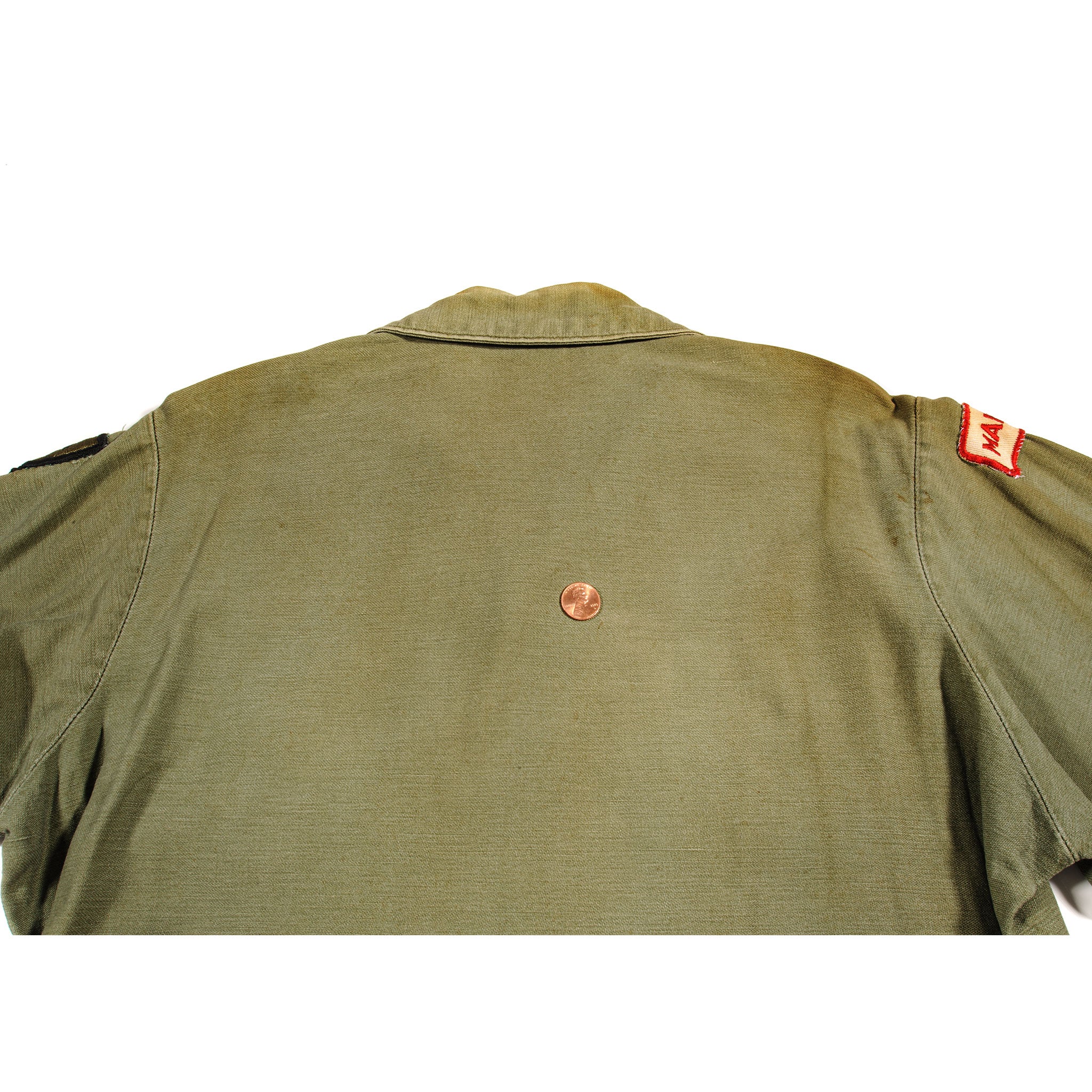 Vintage 1967 US Army Utility Shirt P64 with South Carolina National Guard Old Ninety Six Manager Patch - Authentic Military Surplus for Collectors & Reenactments