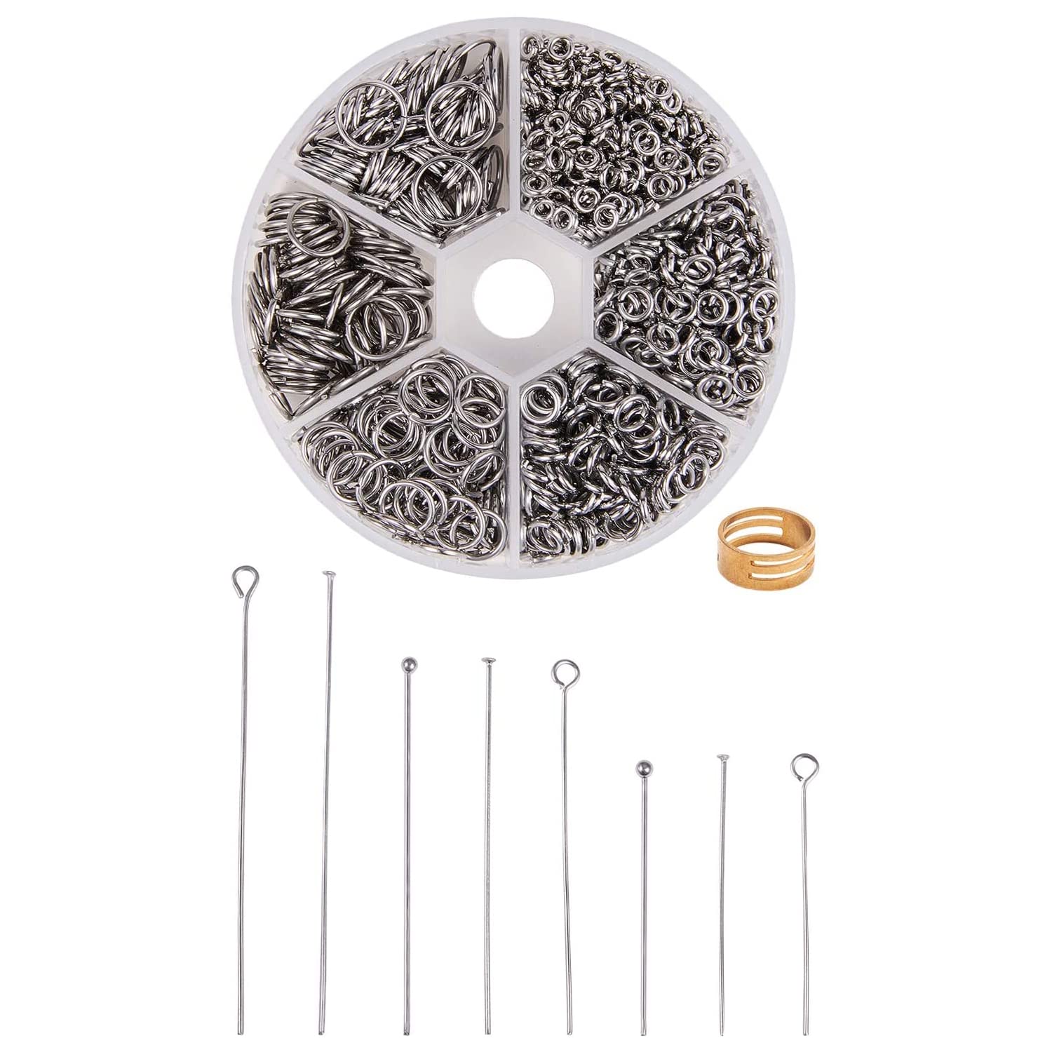 560pcs 304 Stainless Steel Eye Pins & 1000pcs Open Jump Rings for Jewelry Making - Earrings, Bracelets, Pendants DIY Craft Supplies | Perfect for Beading, Wire Wrapping & Handmade Jewelry Projects