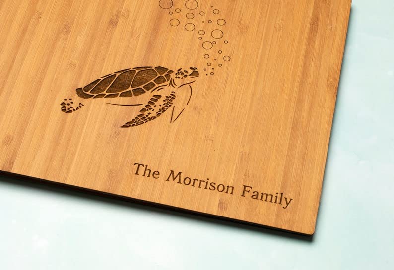 Personalized Sea Turtle Wood Photo Album - Custom Beach House Guest Book with Bamboo, Alder or Birch Cover - Handmade Wooden Notebook & Sketchbook for Wedding, Vacation & Memory Keeping