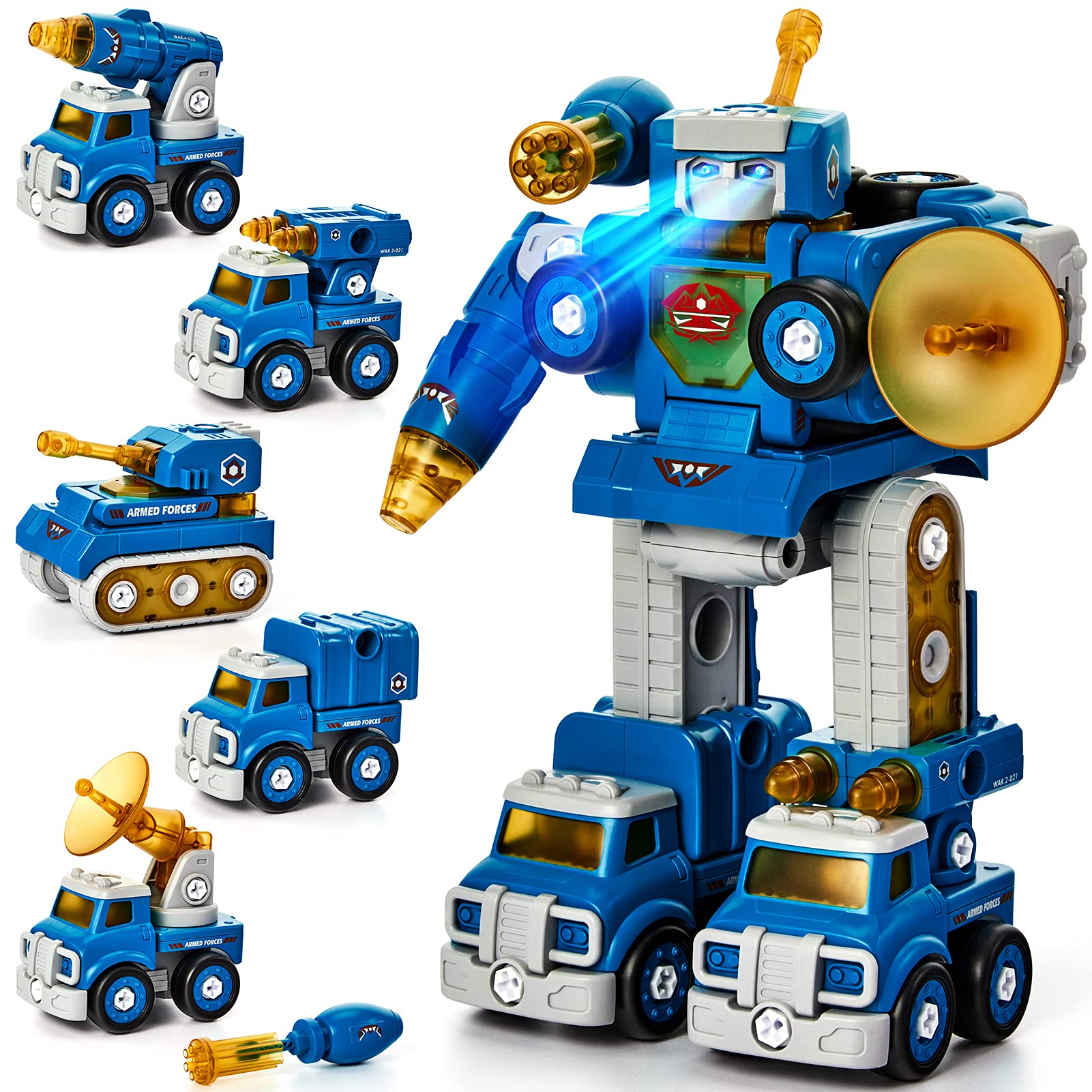 Hahaland STEM Building Toys for Kids Ages 4-8 - 5-in-1 Transformable Take Apart Trucks to Robot - Educational Construction Set for 5-7 Year Old Boys & Girls - Perfect Birthday Gift, Easter Basket Stuffer & Learning Toy for Preschoolers | Great for STEM Learning, Creative Play & Hands-on Development