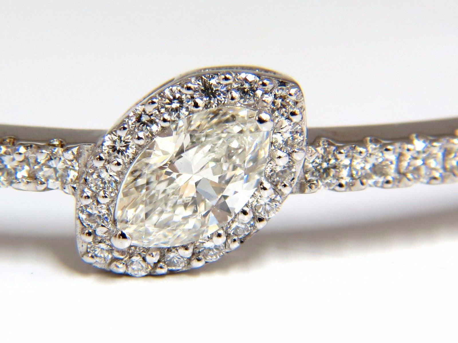 GIA Certified 1.84ct Marquise Diamond Cluster Halo Bangle Bracelet in 14K Gold - Elegant Jewelry for Weddings, Anniversaries & Special Occasions