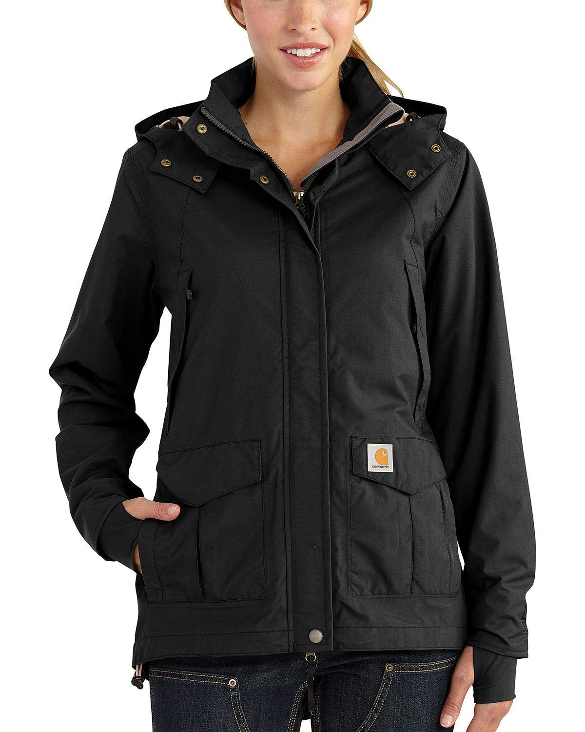 Carhartt Women's Shoreline Jacket - Waterproof Windbreaker with Hood, Regular & Plus Sizes (S-3XL) - Perfect for Outdoor Work, Hiking & Casual Wear