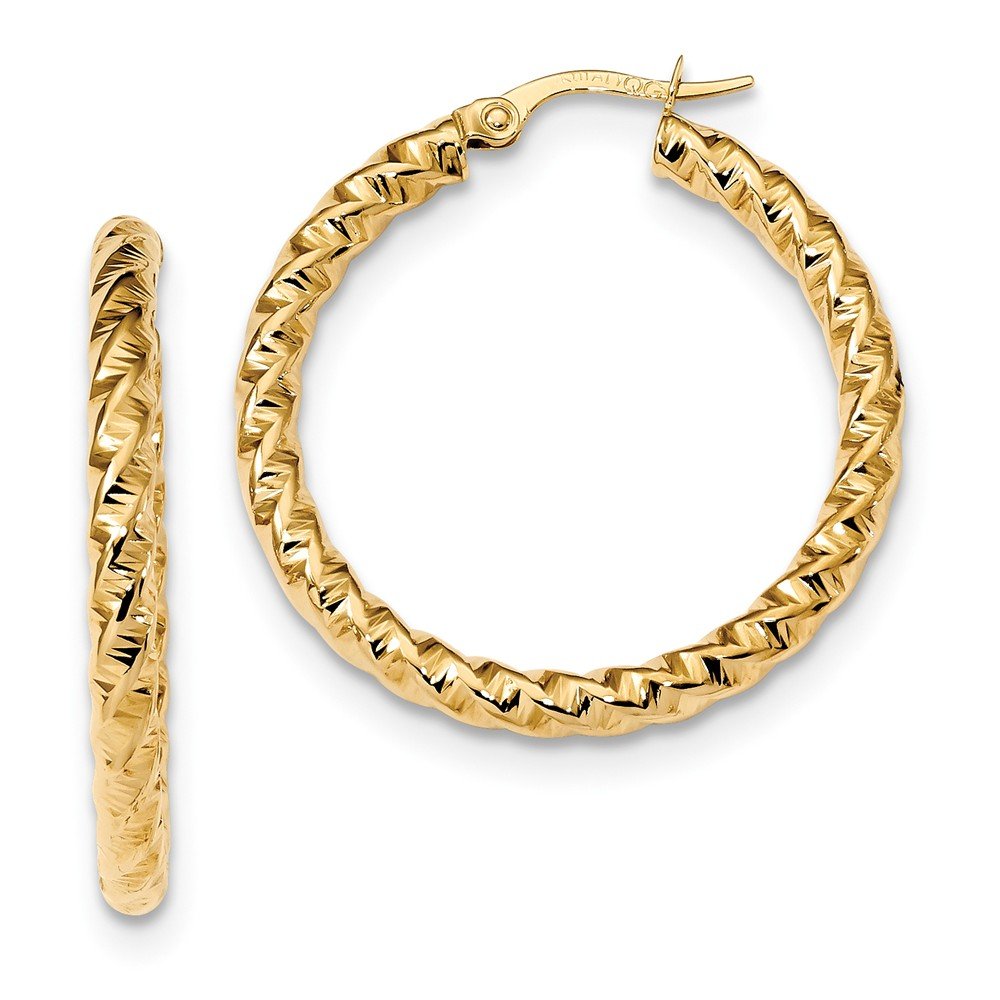 14K Gold Polished 3mm Twisted Hoop Earrings for Women - Elegant Everyday Jewelry | Perfect for Work, Date Night & Special Occasions