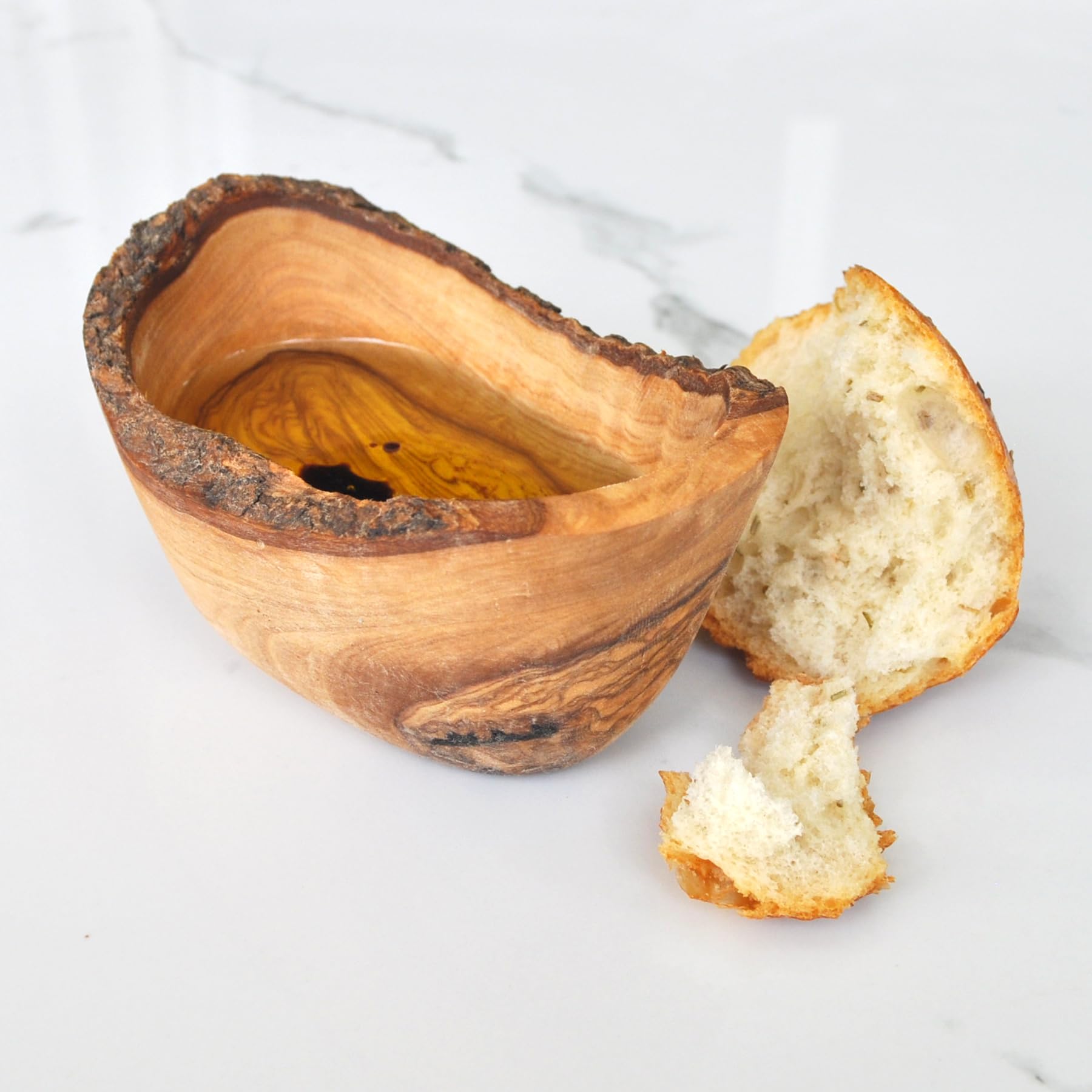 Handcrafted Olive Wood Dipping Bowl for Oils, Condiments & Snacks - Rustic Tapas Dish, Kitchen Serving Bowl - Perfect for Entertaining, Charcuterie Boards & Mediterranean Dining - Made in Tunisia