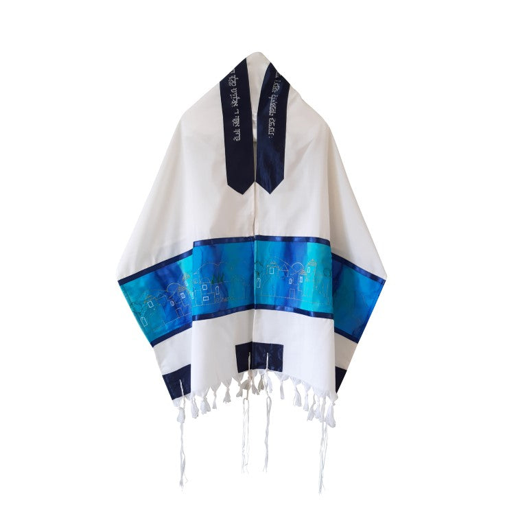 Handmade Wool Tallit with Gold Jerusalem Embroidery - Premium Bar Mitzvah Prayer Shawl Set with Tzitzit | Authentic Israeli Judaica Gift for Jewish Ceremonies & Religious Celebrations