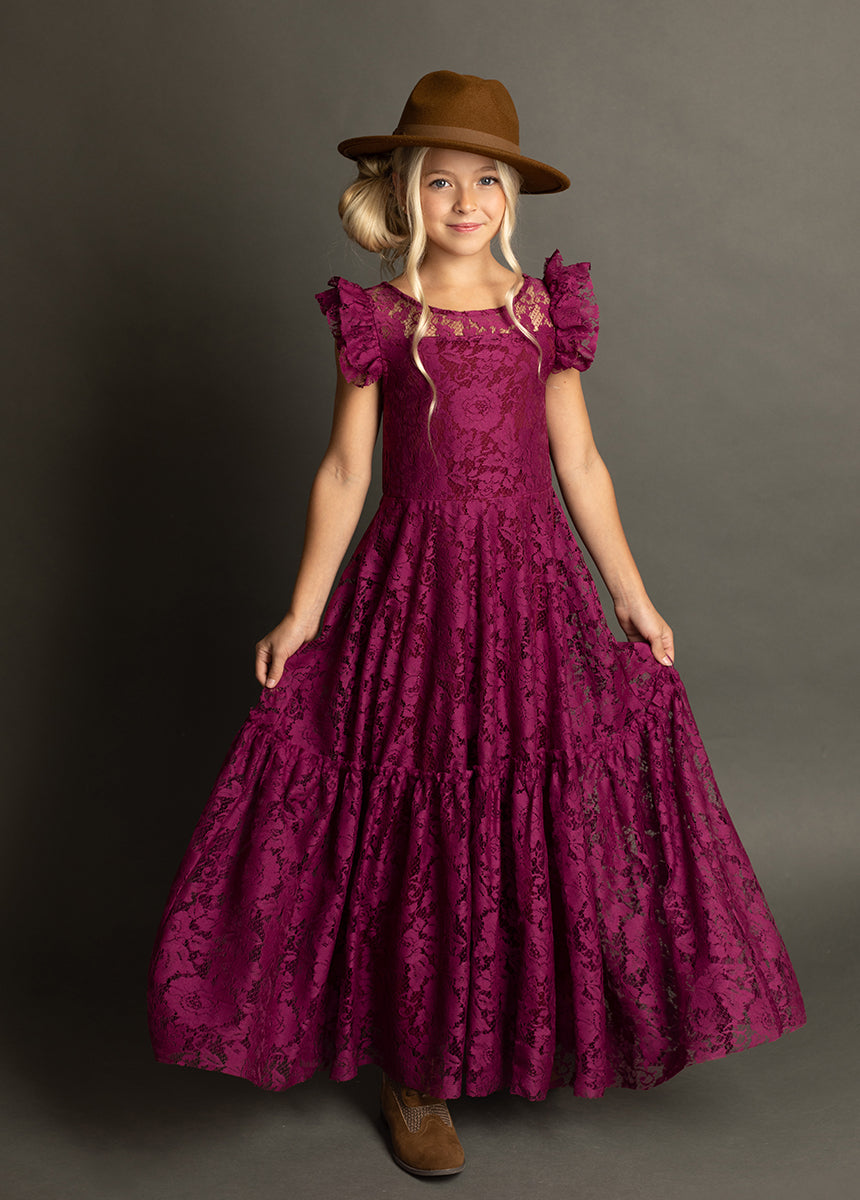 Angie Dress in Berry - Elegant Floral Midi Dress for Women | Perfect for Weddings, Parties & Special Occasions