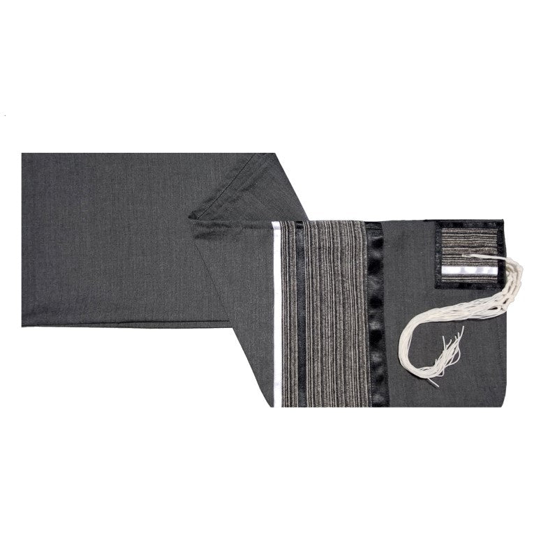 Prestigious Gray Tallit with Striped Design - Bar Mitzvah Tallit Set & Jewish Prayer Shawl - Perfect for Synagogue Services, Jewish Weddings & Religious Ceremonies