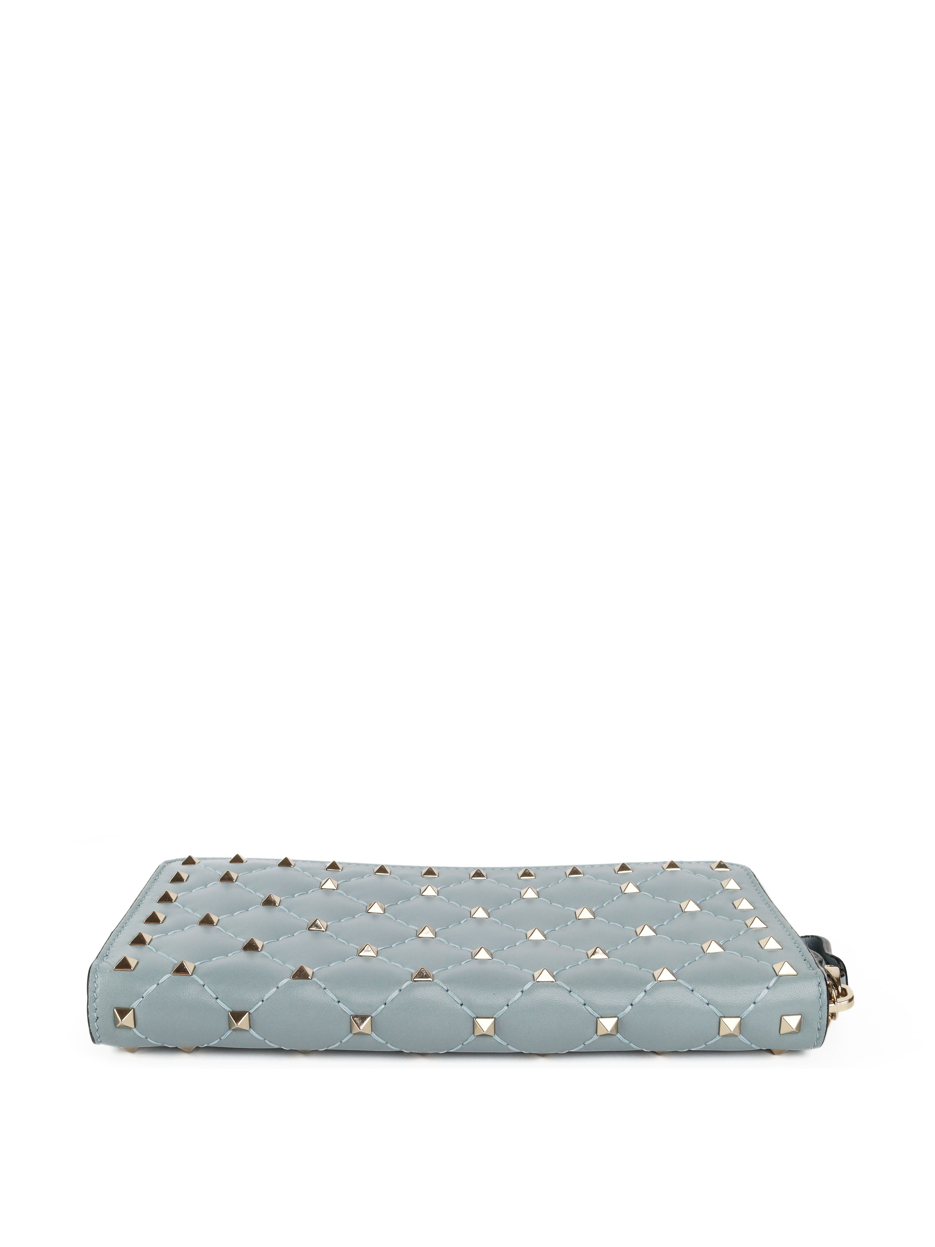 Valentino Blue Rockstud Spike Leather Wallet for Women | Designer Luxury Wallet with Studs | Perfect for Parties, Gifts & Everyday Use