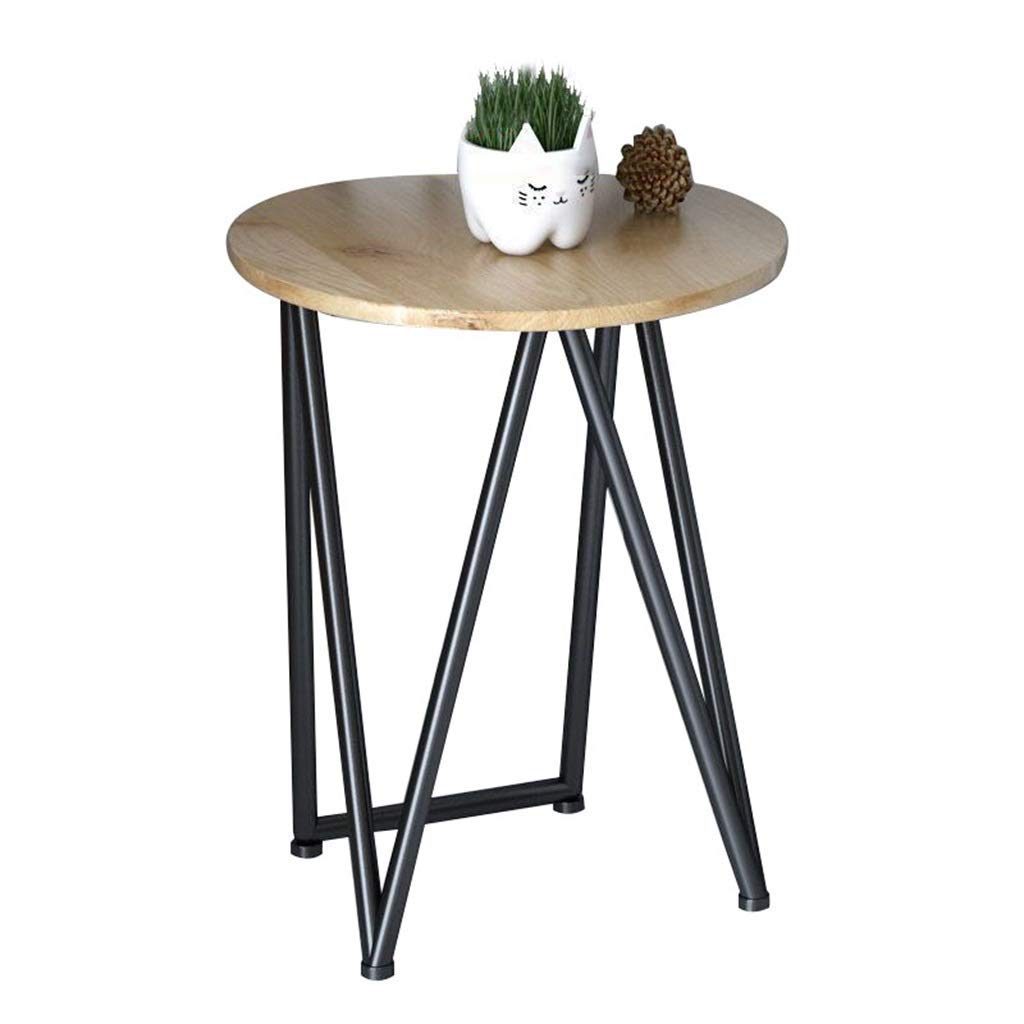 Modern Round Side Table with Iron Frame - Wood Color & Multiple Styles - Coffee & End Table for Living Room, Bedroom, Balcony - Easy Assembly Home Decor | Perfect for Small Spaces, Reading Nooks & Coffee Stations