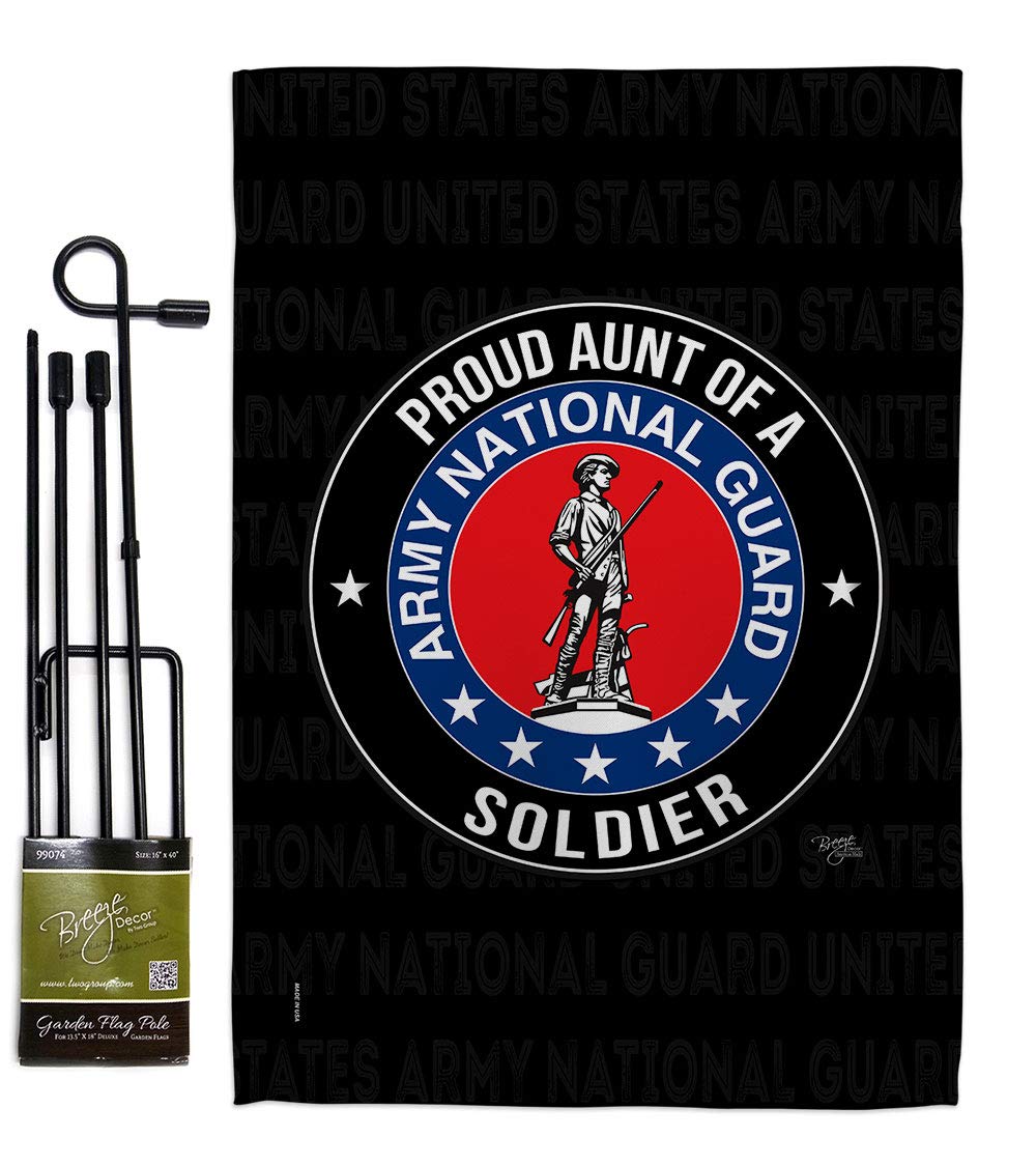 Army Soldier Garden Flag Set with Stand - Military Veteran Gift for Yard & Home Decor
