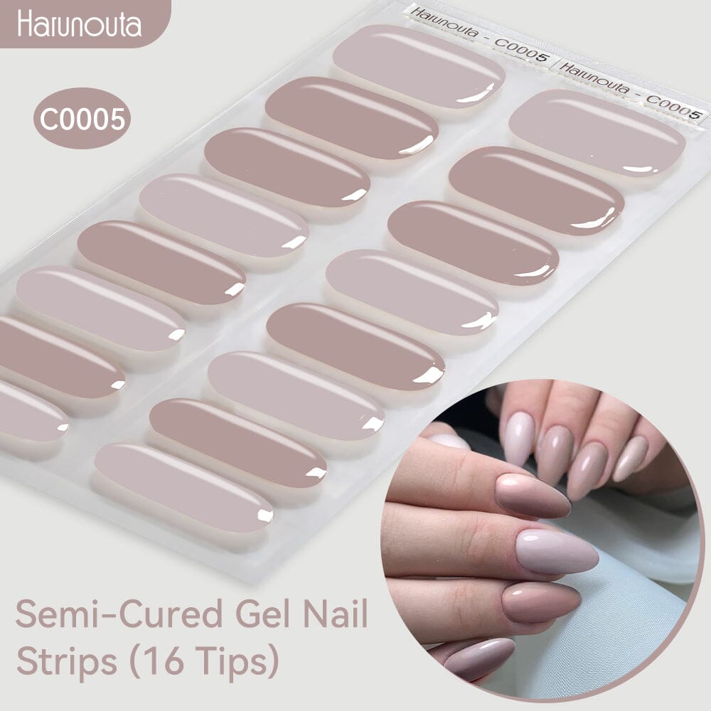 16 Tips Semi Cured Gel Nail Strips - Long Lasting DIY Nail Art Kit for Home Manicure | Perfect for Parties, Weddings & Special Occasions