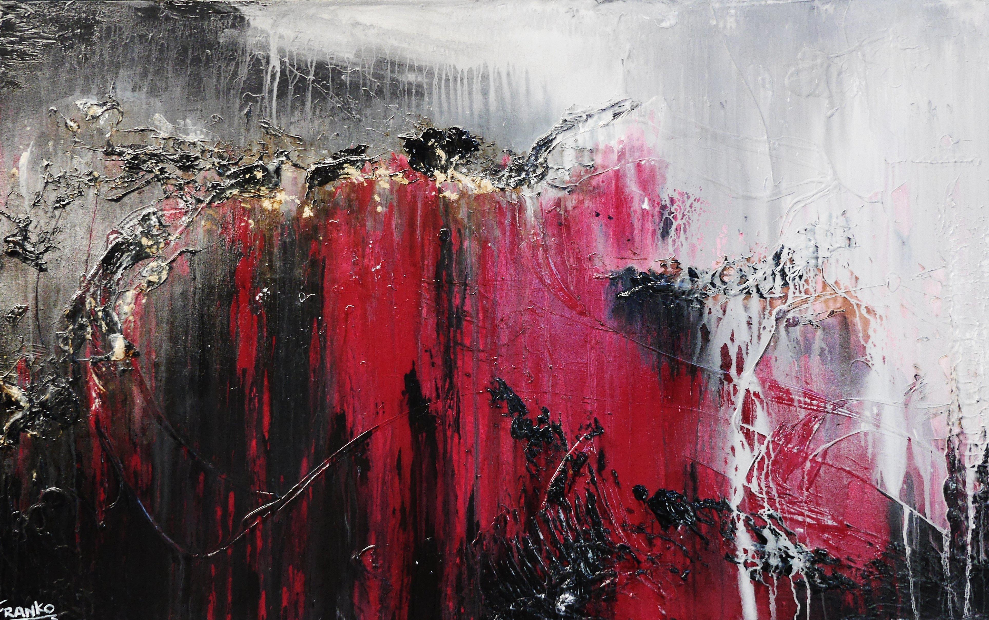 Deep Rose 160cm x 100cm Pink Black White Grey Abstract Canvas Art - Modern Wall Decor for Living Room, Bedroom & Office