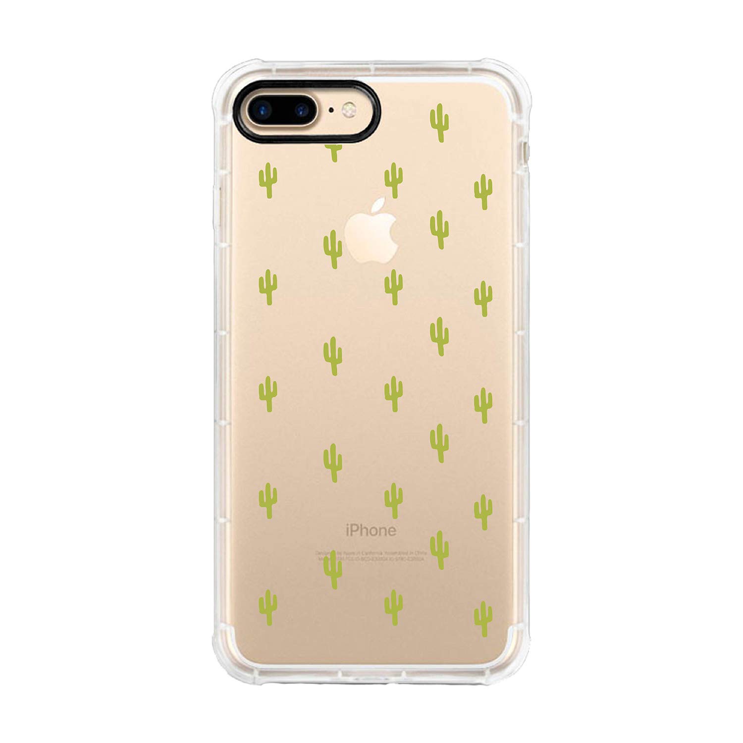 OTM Essentials Hybrid Clear Rugged Edge Phone Case for iPhone 7/8 Plus - Shockproof Protective Cover with Mini Cacti Design | Perfect for Outdoor Activities, Travel & Daily Use