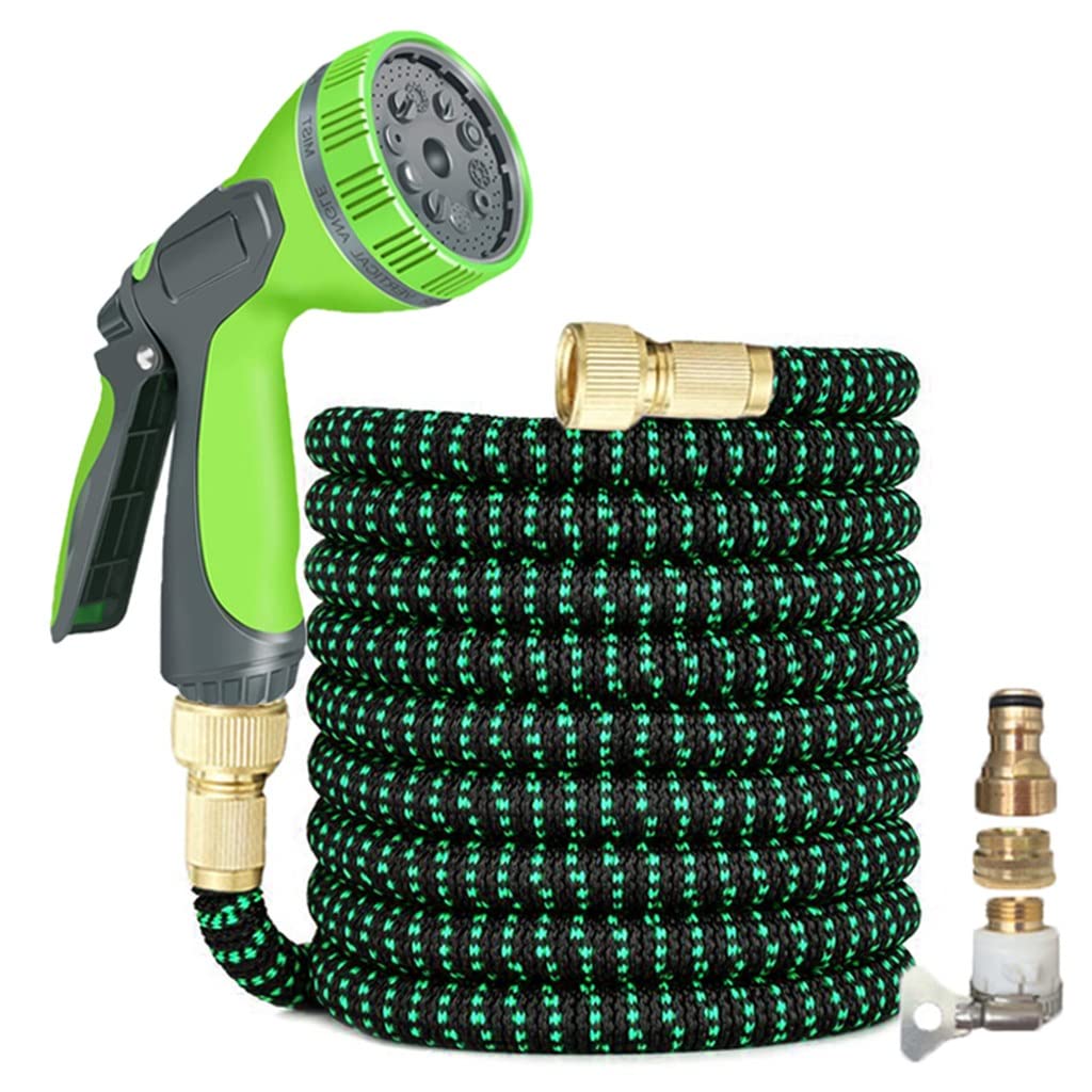 **50ft Gray Telescopic Expandable Garden Hose - High Pressure Flexible Water Hose for Car Washing, Lawn Watering & Outdoor Cleaning | Durable Magic Plastic Pipe with Spray Gun Set**