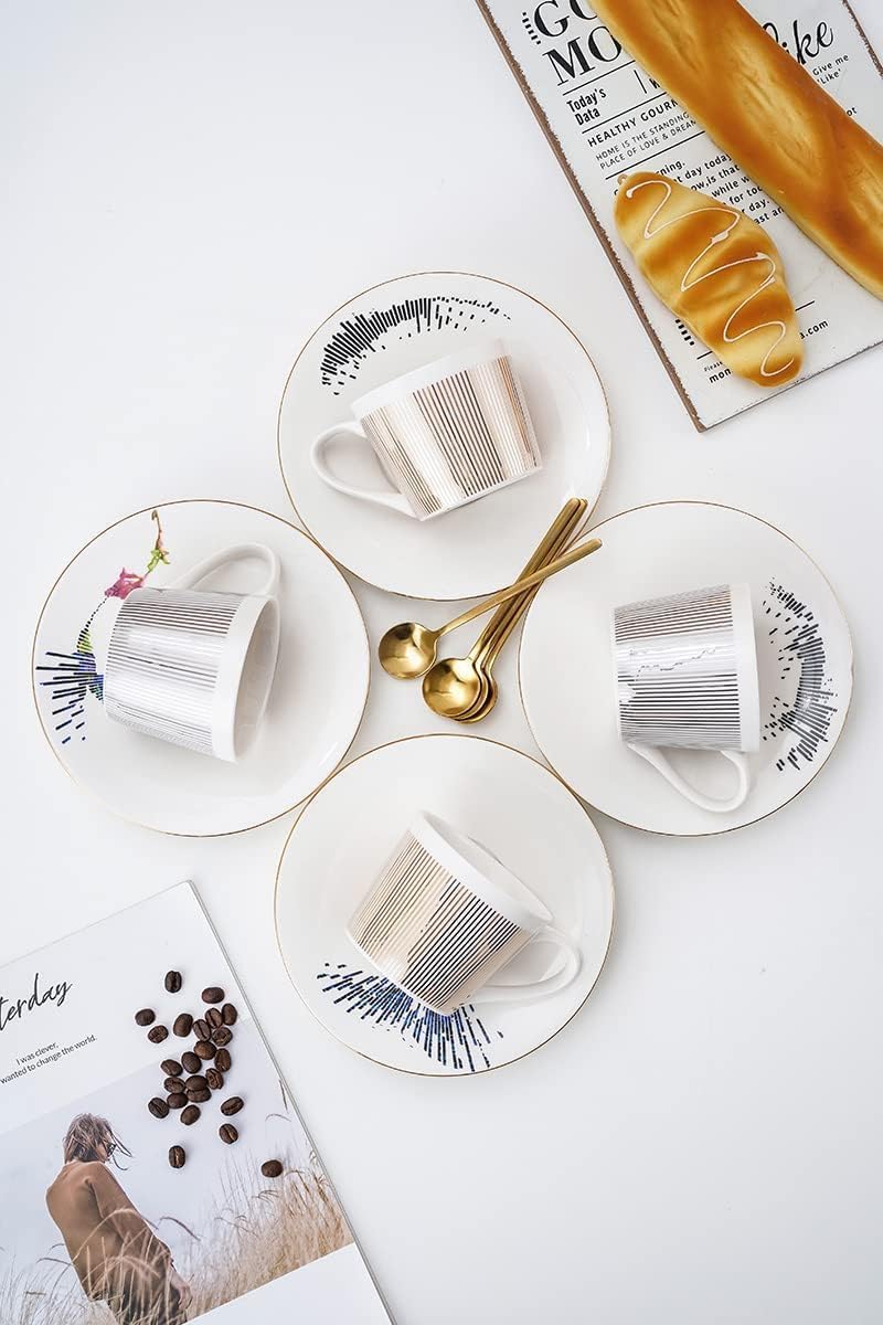Mirror Coffee Mug and Saucer Set - Elegant Ceramic Tea Cup with Mirror Reflection Design for Women, Wedding Party, Afternoon Tea (Silver Horse) - Perfect for Bridal Showers, Tea Parties & Home Decor