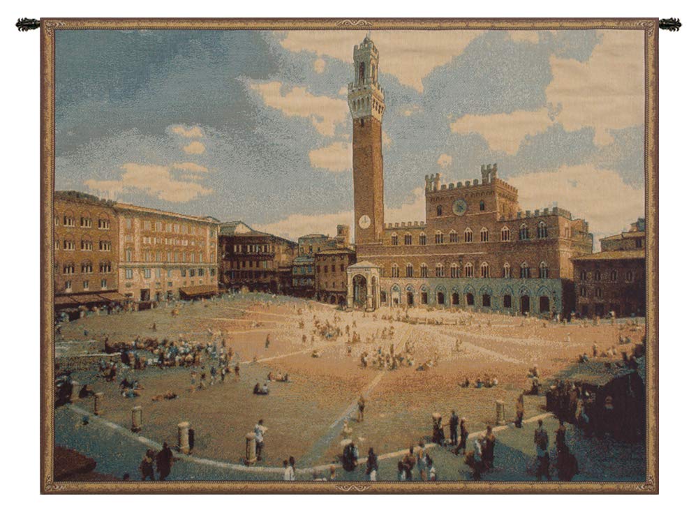 Charlotte Home Furnishings Siena Square Italian Tapestry Wall Art 38x54 Inch - Viscose Cotton Polyester Blend Wall Hanging for Living Room, Bedroom & Dining Room Decor - Elegant European Home Decor Gift