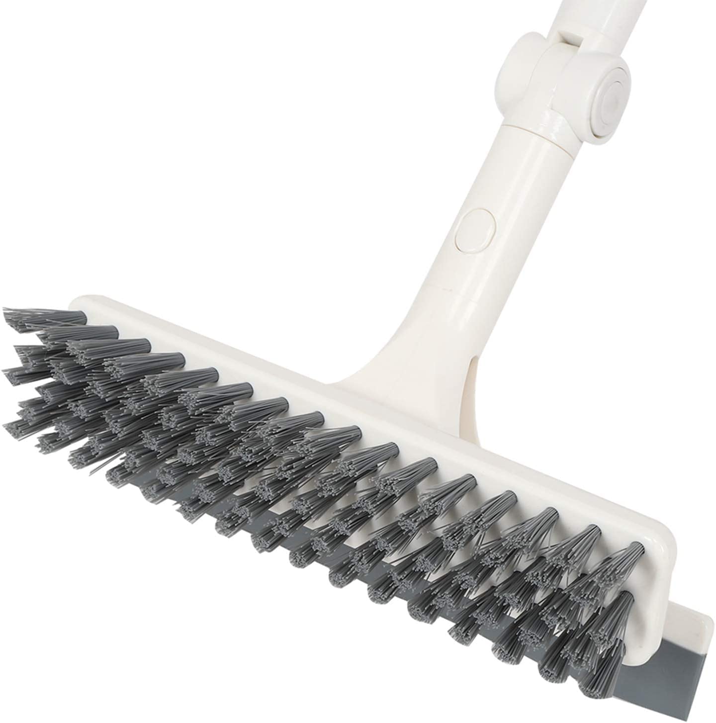 Amso Floor Scrubber Brush with Squeegee - Soft Bristle Long Handle Cleaning Brush for Bathroom, Shower, Kitchen, Tile & Patio - Perfect for Deep Cleaning Floors, Walls and Outdoor Surfaces