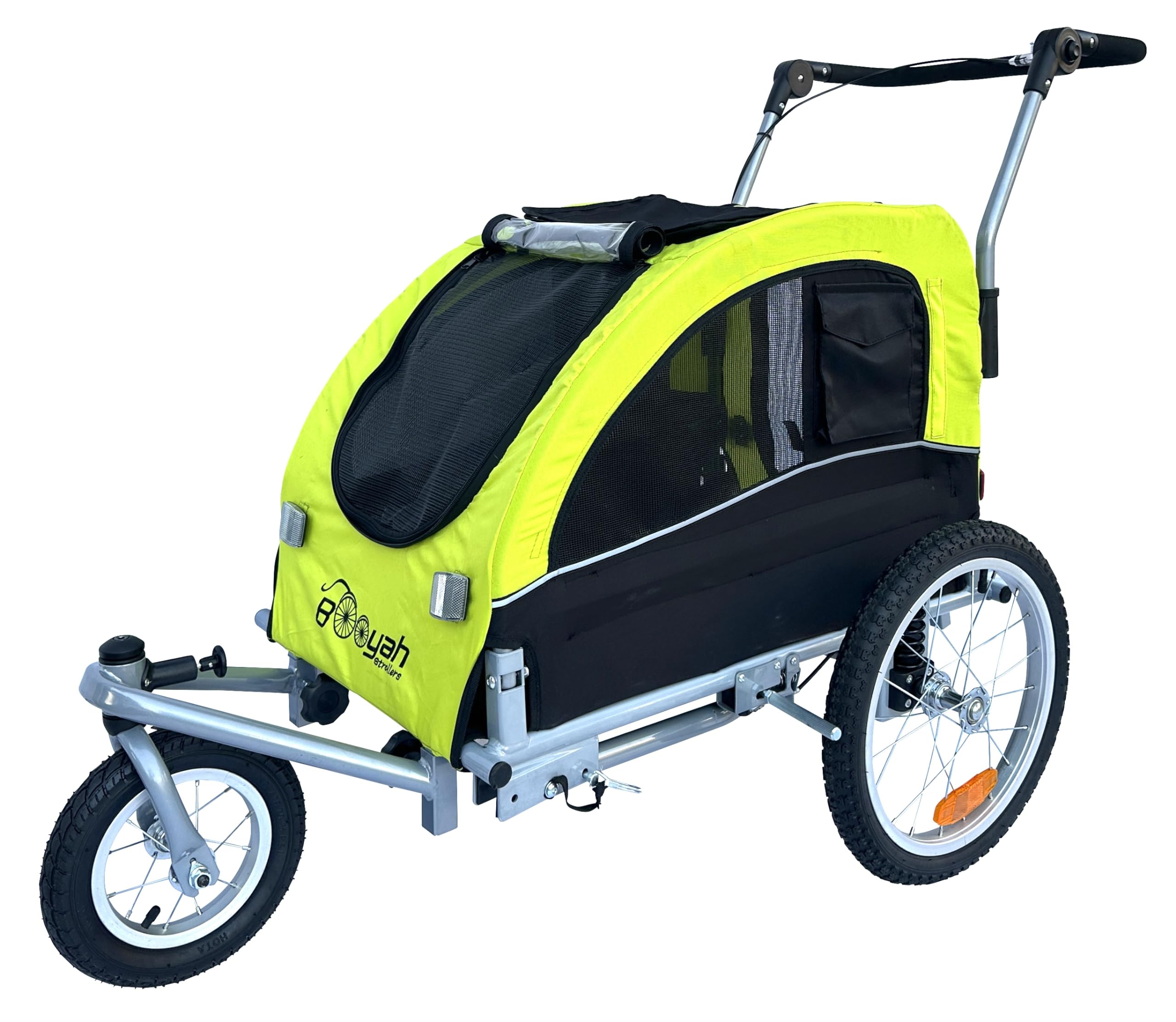 Booyah Medium Dog Stroller & Pet Bike Trailer with Suspension System - Black | Lightweight Pet Carrier for Small to Medium Dogs | Perfect for Jogging, Park Visits & Outdoor Adventures