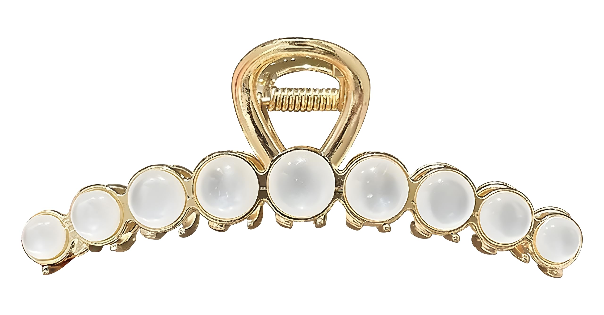 ANNA CREATIONS Golden Large Metal Pearl Hair Claw Clip - Elegant Hair Accessories for Women & Girls - Perfect for Weddings, Parties & Everyday Styling