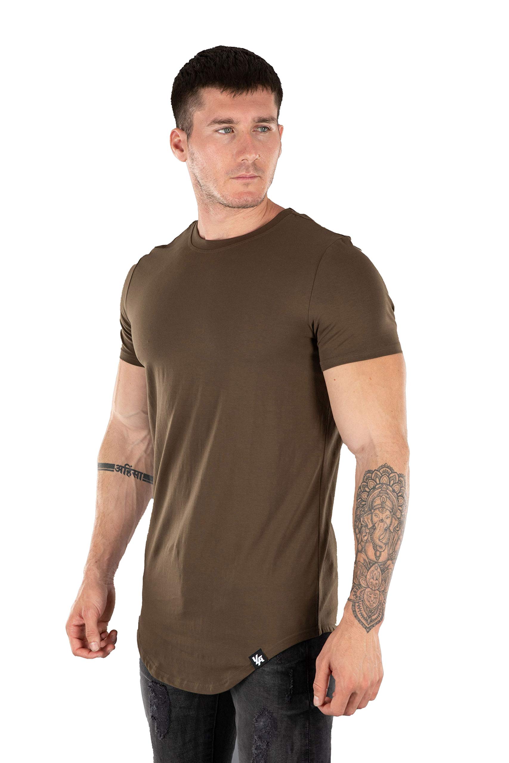 YoungLA Men's Slim Fit Long Drop Cut T-Shirt - Workout & Gym Tee for Active Lifestyle - 402 Series | Perfect for Training, Running & Casual Wear