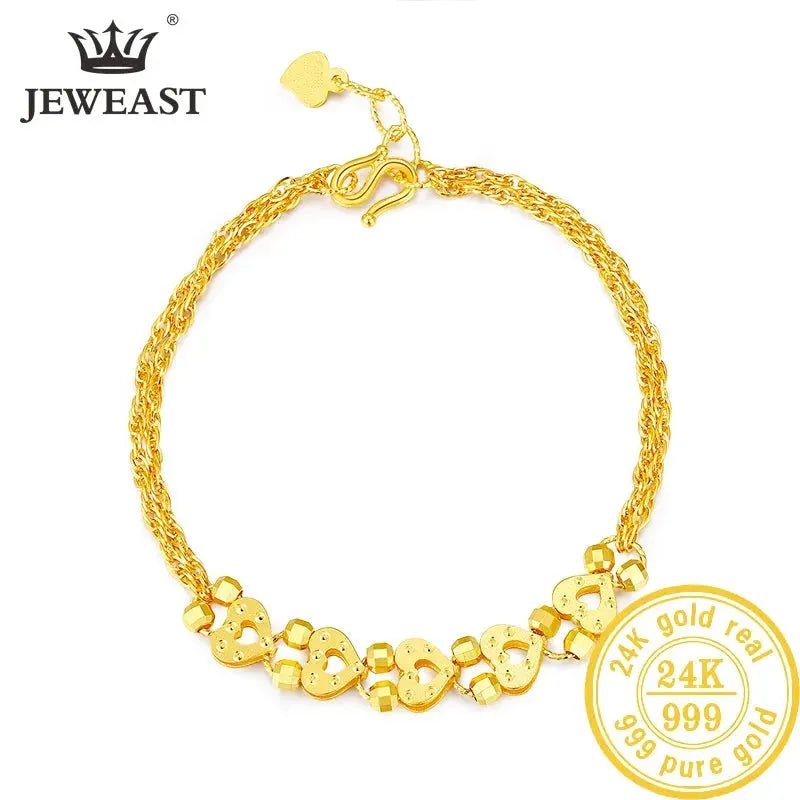 24K Pure Gold Bracelet for Women - 999 Solid Real Gold Bangle with Elegant Floral Design, Romantic & Classic Jewelry Gift for Her | Perfect for Anniversaries, Weddings & Special Occasions