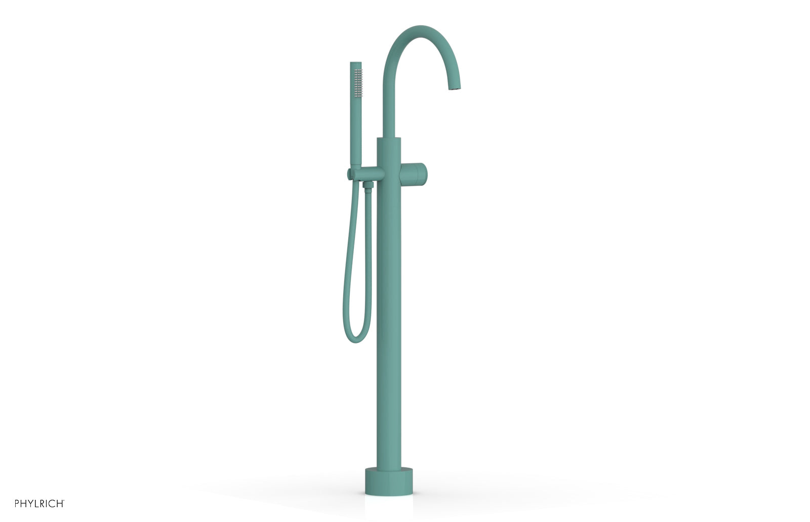 BASIC II Tall Floor Mount Tub Filler with Knurled Handle & Hand Shower - Model 230 44 01 - Perfect for Modern Bathroom Renovations and Spa-Like Showers