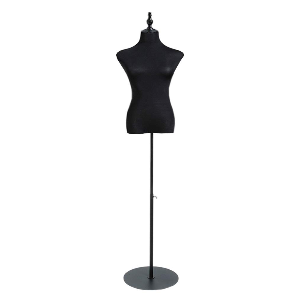YXX Black Plus Size Female Mannequin Body Torso with Round Base - Adjustable Dress Form for Sewing, Tailoring & Display - Perfect for Clothes, Sweaters & Blouses (Size: Mannequin) - Ideal for Fashion Designers, Boutiques & Home Sewing Projects