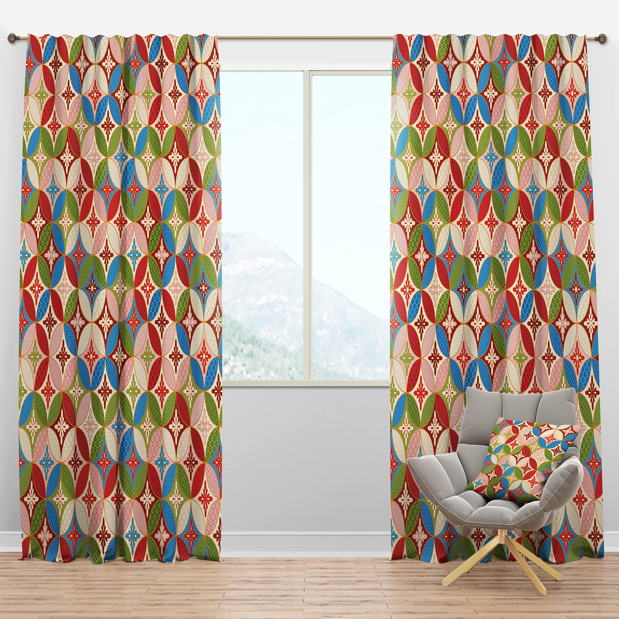 Blackout Curtains Japanese Circles Texture - Thermal Insulated Single Panel Drapes for Bedroom & Living Room (52x84 inches) - Perfect for Light Blocking, Privacy & Energy Efficiency