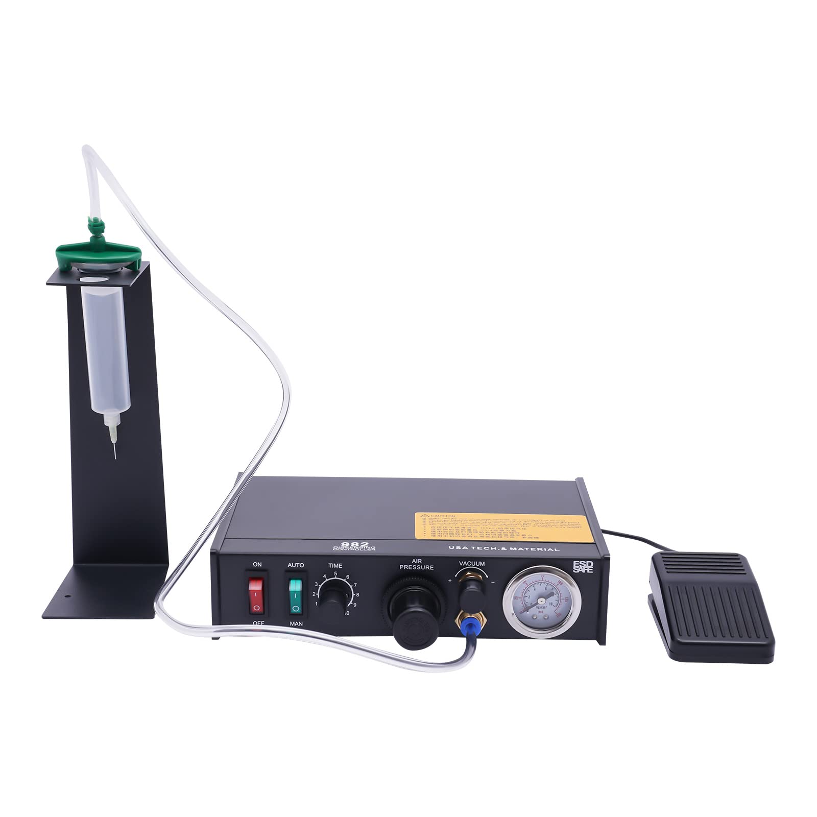 Pneumatic Semi-Automatic Glue Dispenser Machine with Timer Control - Manual & Auto Mode for Solder, Liquid Adhesive, and Glue Application | Perfect for Electronics Repair, DIY Crafts, and Industrial Assembly