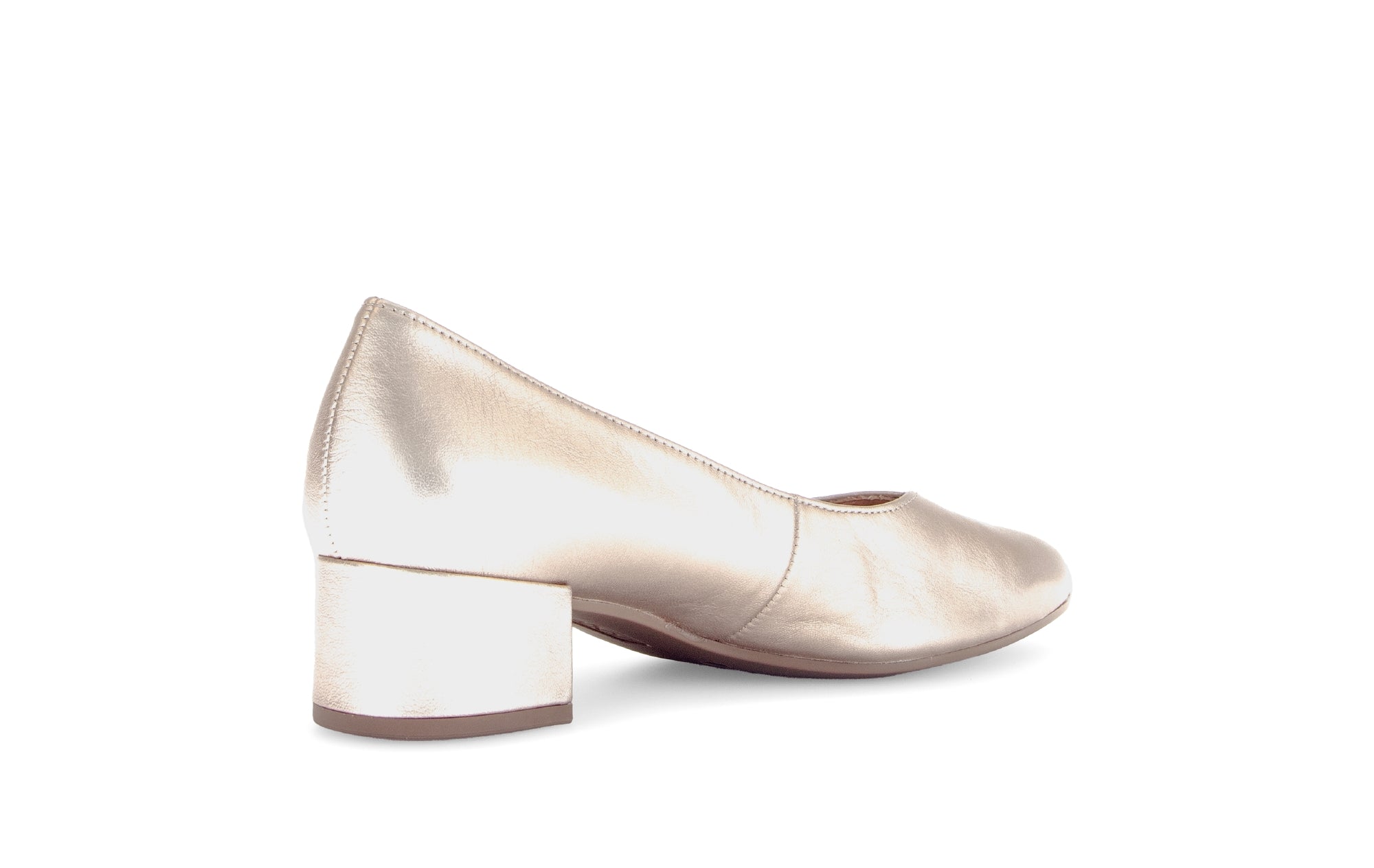 GABOR Women's Gold Leather Low Heel V-Cut Court Shoes 43162 - Elegant Dress Pumps for Work, Wedding & Special Occasions