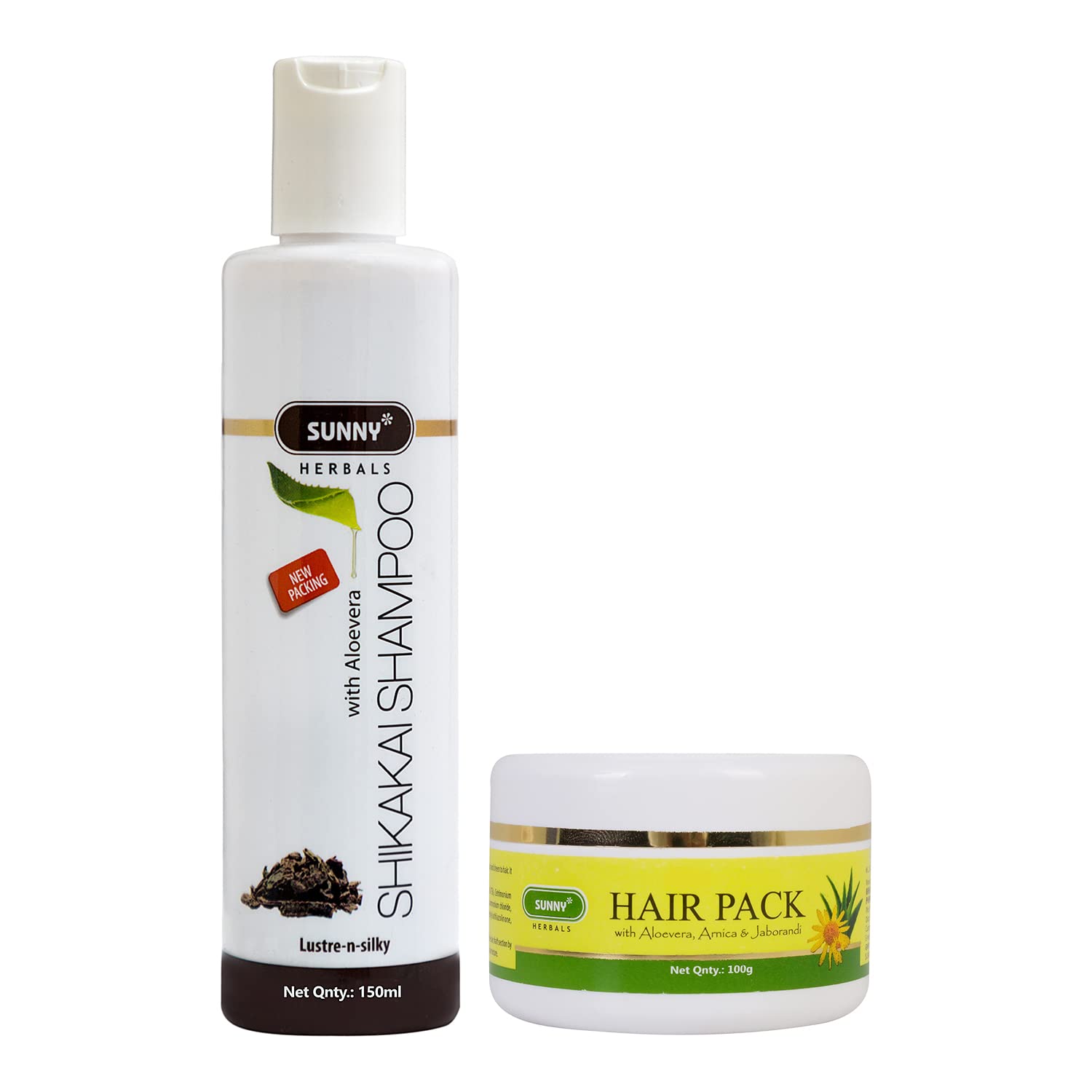 Sunny Hair Pack (100g) with Arnica & Jaborandi + Shikakai Shampoo (150ml) - Hair Growth Treatment for Stronger Roots, Nourishes Dull Hair, Adds Shine & Softness - Perfect for Damaged, Dry Hair Care Routine at Home