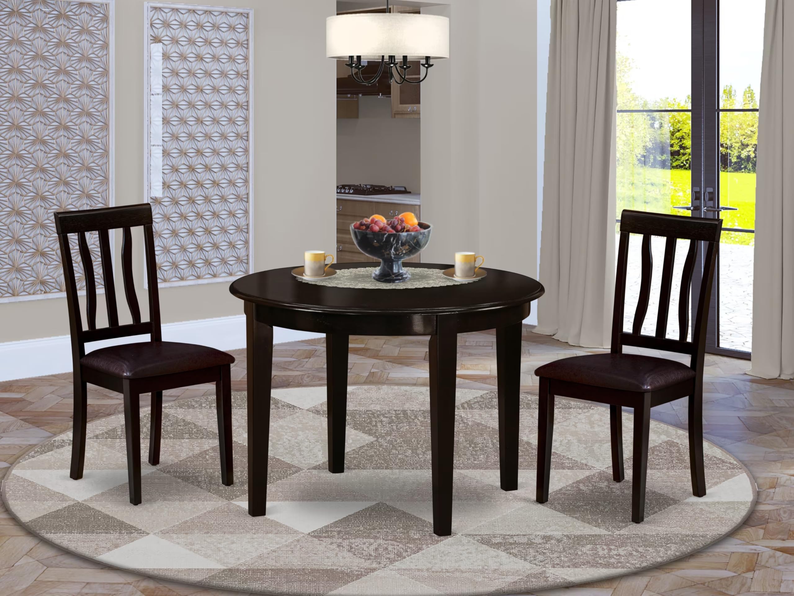 East West Furniture BOAN3-CAP-LC 3-Piece Modern Dining Set - 42
