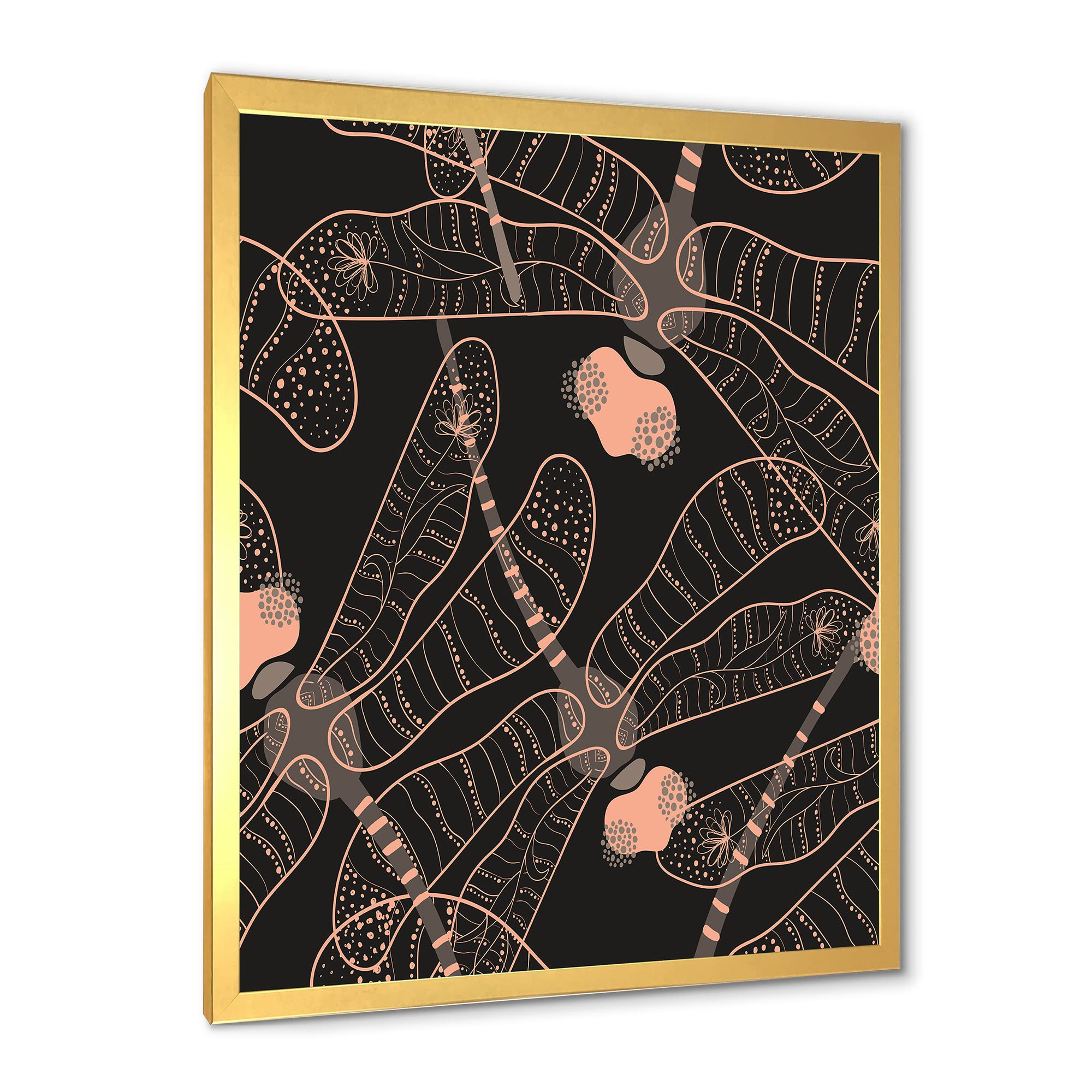 DesignQ Folk Art Seamless Dragonfly Pattern - Bohemian Eclectic Framed Wall Decor for Living Room, Bedroom & Office
