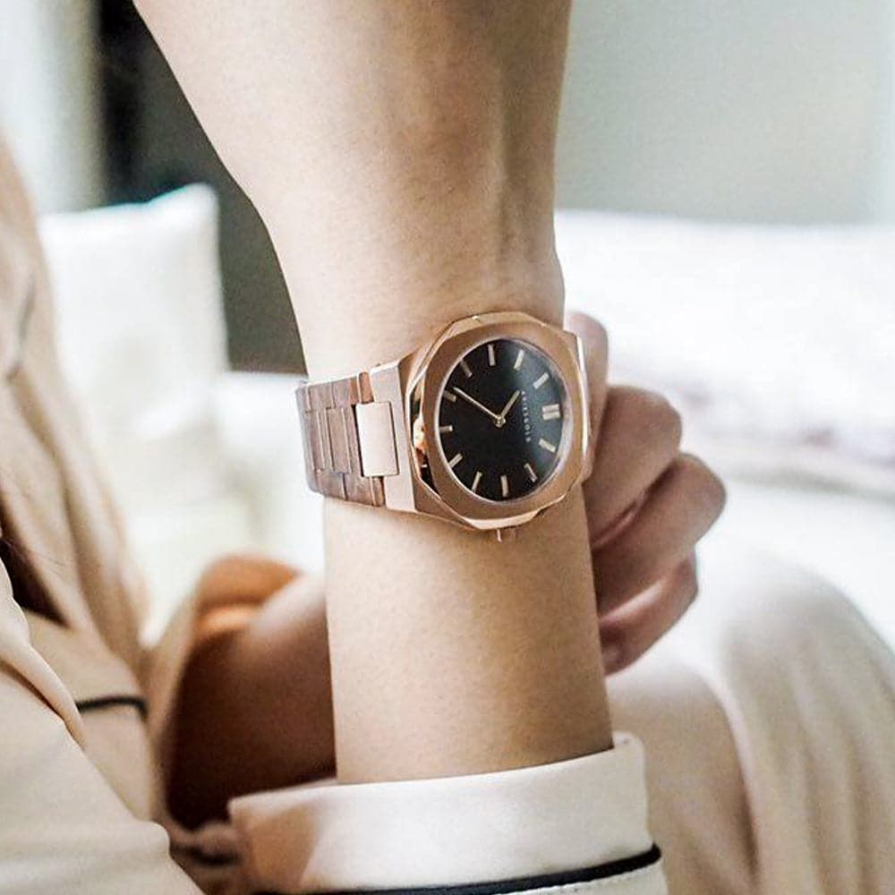 ARIES GOLD Limited Edition Women's Watch - Rose Gold & Black Rubber Strap - Luxury Fashion Timepiece for Women - Perfect for Office, Party & Everyday Wear