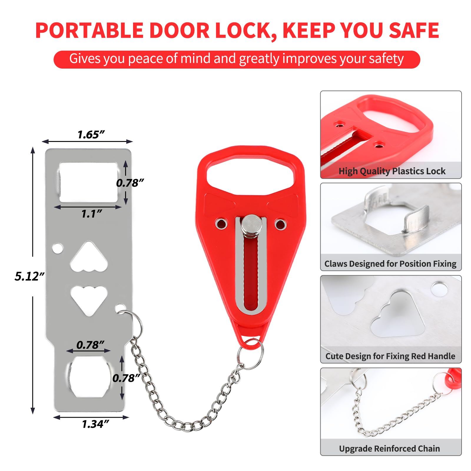 Royuniq Portable Door Lock 2 Pack - Home Security Device for Hotels, Apartments & Airbnbs | Prevent Unauthorized Entry with Extra Privacy Protection | Durable Travel Safety Gift for Women | Perfect for Solo Travelers & Home Security