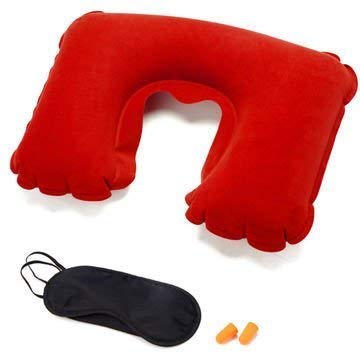SHOPARAM 3-in-1 Travel Neck Pillow with Cushion, Eye Mask & Ear Plugs - Comfortable Support for Airplane, Car & Train Travel - Perfect for Long Flights, Road Trips & Commuting